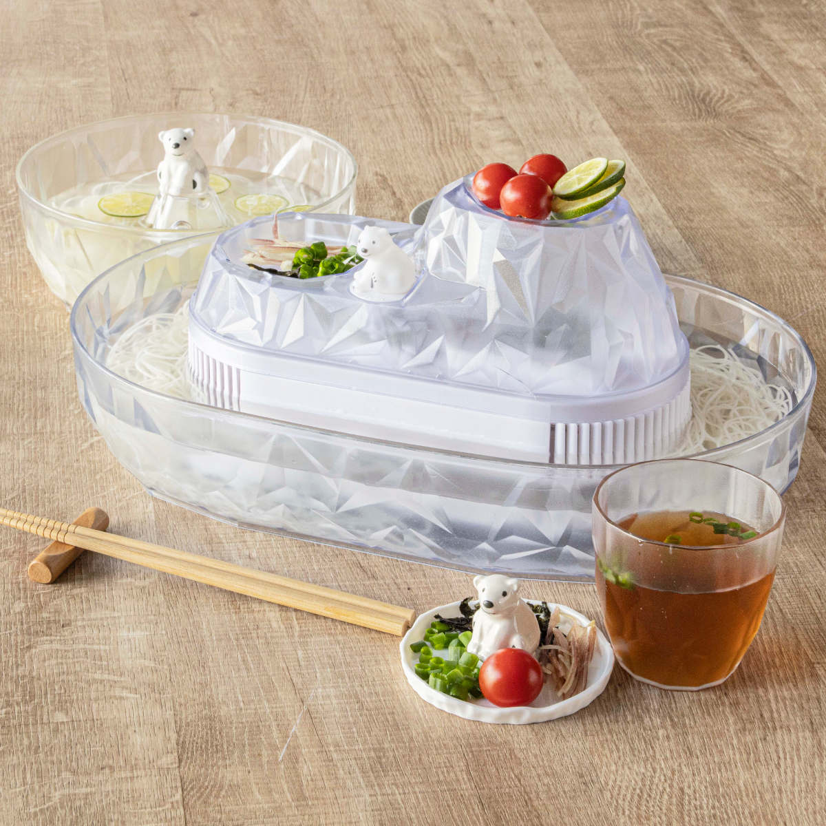 流氷 しろくま そうめん鉢 ( 鉢 そば そうめん うどん そば鉢 かわいい おしゃれ 20.5cm アニマル 動物 素麺鉢 ひやむぎ ボウル サラダボウル シロクマ ぺんぎん ) 【ペンギン】 ペンギン