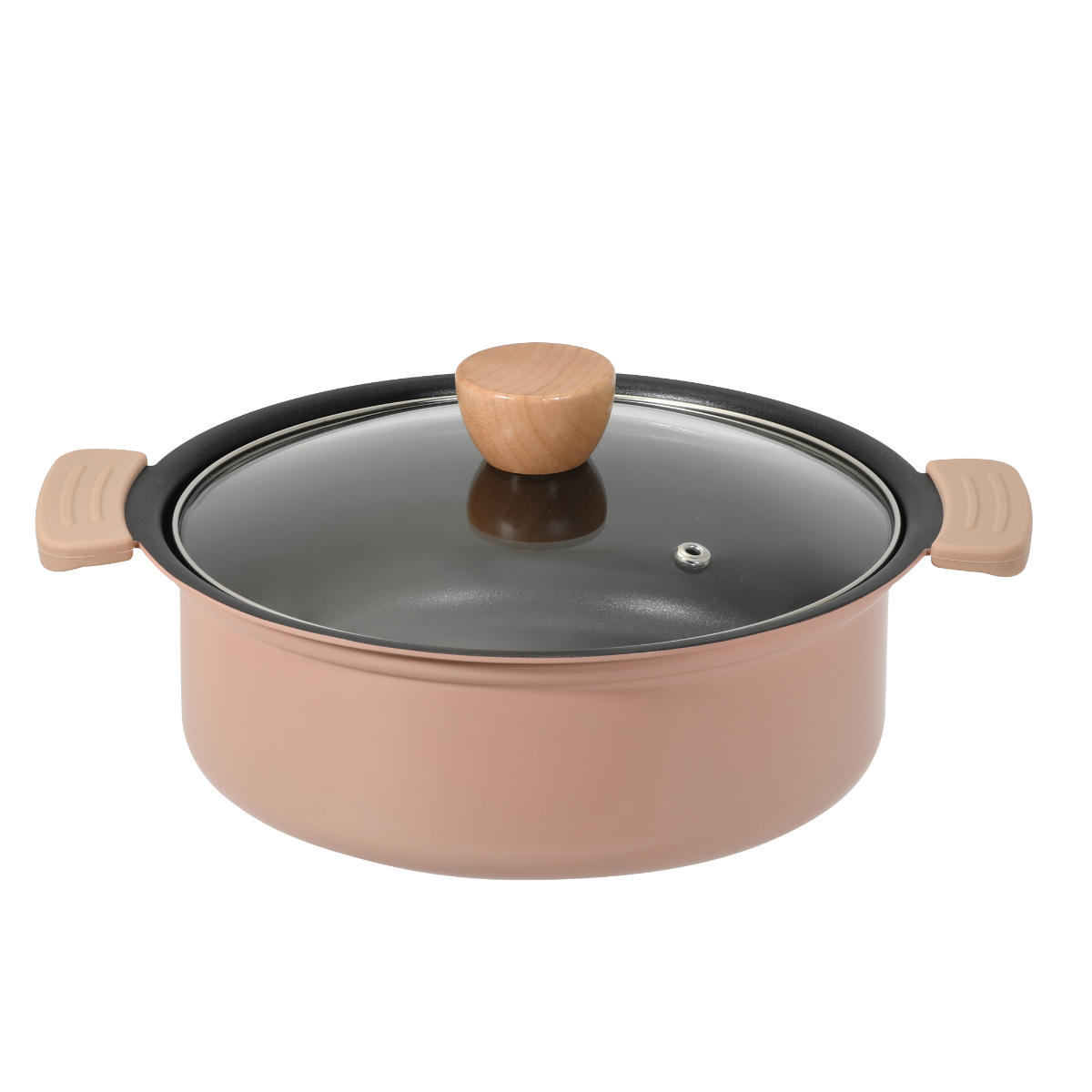 卓上鍋 24cm IH対応 ザル付き ガラス蓋付き 両手鍋 ( ガス火対応 ふっ素加工 軽い 蓋付き 24センチ 鍋 卓上なべ ハンドルカバー付き 2人用 3人用 季節鍋 蒸し料理 フッ素加工 アルミ製 軽量 丈夫 )