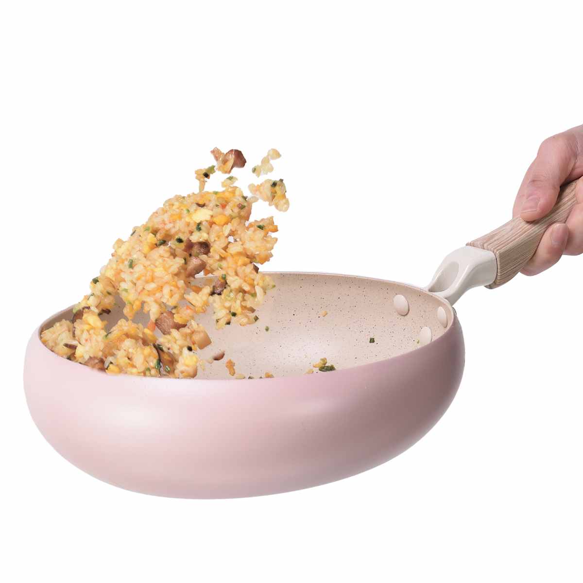 フライパン 20cm IH対応 ちゃーぱん マーブルダイヤモンド加工 ( ガス火対応 炒め鍋 ふっ素加工 PFOAフリー 軽い 20センチ フッ素加工 フッ素コーティング アルミ製 軽量 かわいい ピンク )