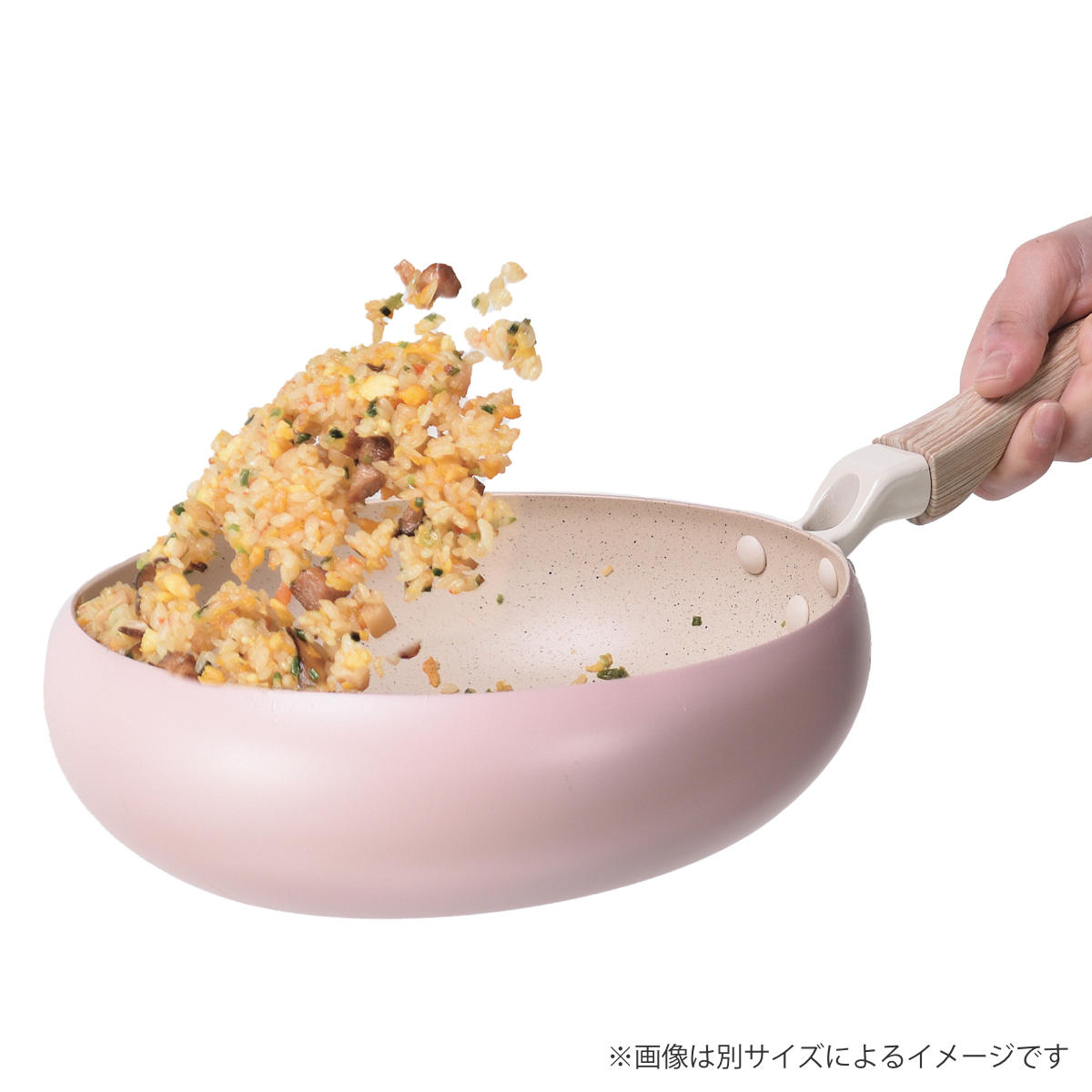 フライパン 22cm 深型 IH対応 ちゃーぱん マーブルダイヤモンド加工 ( ガス火対応 炒め鍋 ふっ素加工 PFOAフリー 軽い 22センチ フッ素加工 フッ素コーティング アルミ製 軽量 かわいい ピンク )