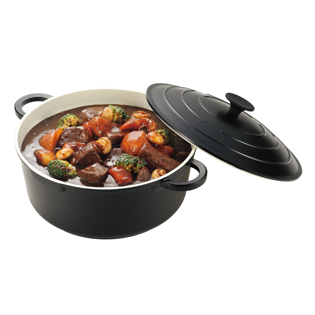 両手鍋 28cm IH対応 セラミック加工 無水調理 ( ガス火対応 両手なべ 無水鍋 アルミ 無水調理鍋 アルミ鍋 煮込み鍋 無加水調理 鍋 なべ ブラック おしゃれ )