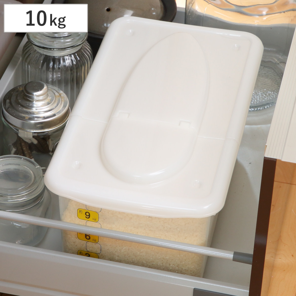 米びつ 10kg ストックス ストッカー 計量カップ付き （ キャスター付き 計量カップ 日本製 シンク下 プラスチック 米櫃 こめびつ 保管 保存 お米収納 お米保管 ライスストッカー 米 お米 保存容器 コメビツ 10キロ ）