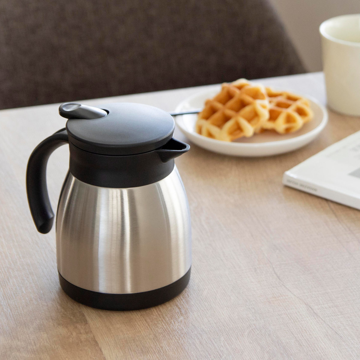 ポット 500ml アコット ステンレス テーブルポット ( 卓上ポット 保温 保冷 ステンレスポット 保温ポット 保冷ポット おしゃれ 卓上 持ち運び 真空二重構造 コーヒー お茶 ワンプッシュ 広口 )