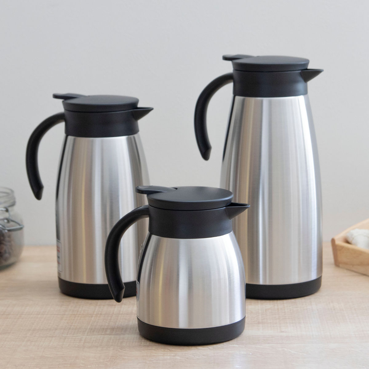 ポット 500ml アコット ステンレス テーブルポット ( 卓上ポット 保温 保冷 ステンレスポット 保温ポット 保冷ポット おしゃれ 卓上 持ち運び 真空二重構造 コーヒー お茶 ワンプッシュ 広口 )