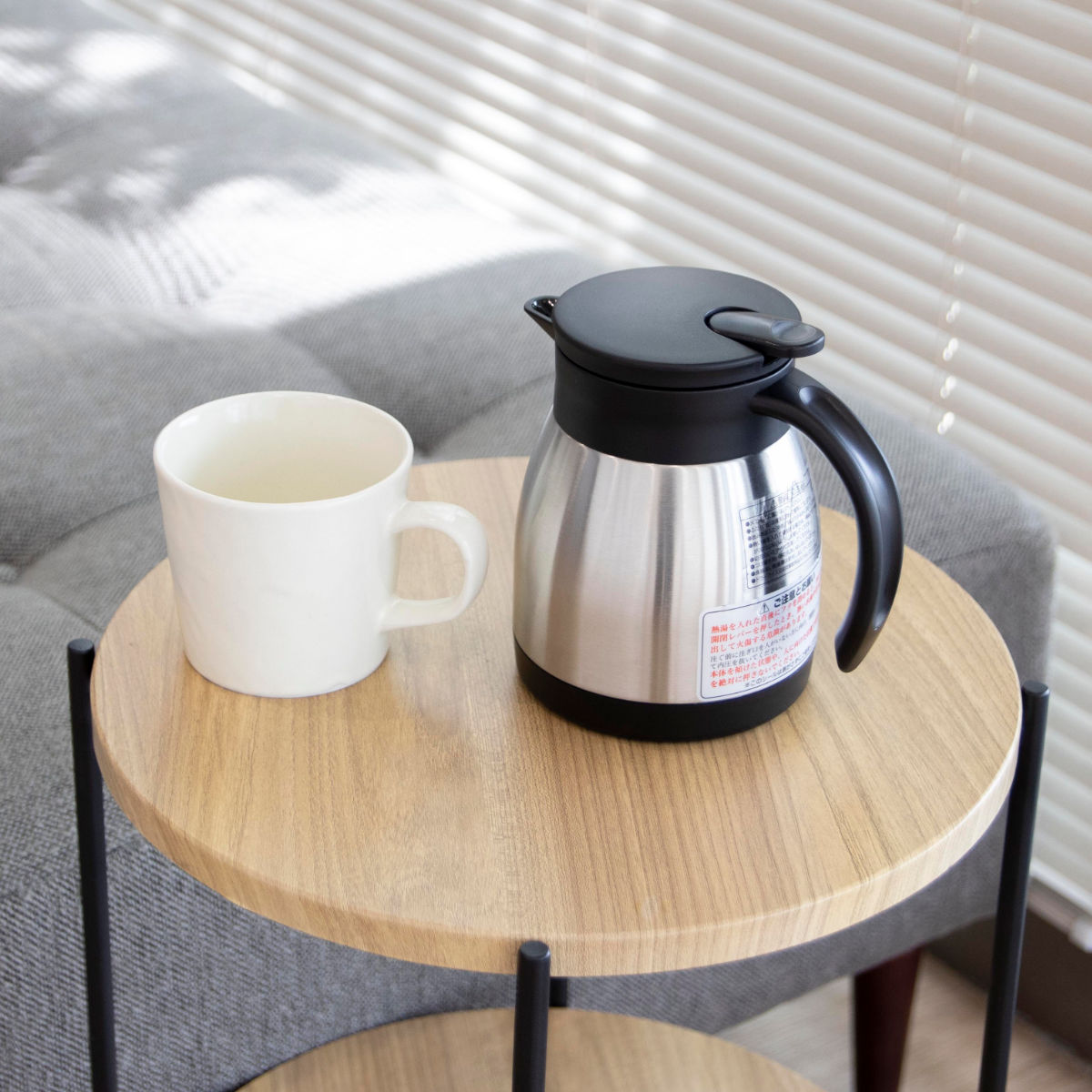 ポット 500ml アコット ステンレス テーブルポット ( 卓上ポット 保温 保冷 ステンレスポット 保温ポット 保冷ポット おしゃれ 卓上 持ち運び 真空二重構造 コーヒー お茶 ワンプッシュ 広口 )