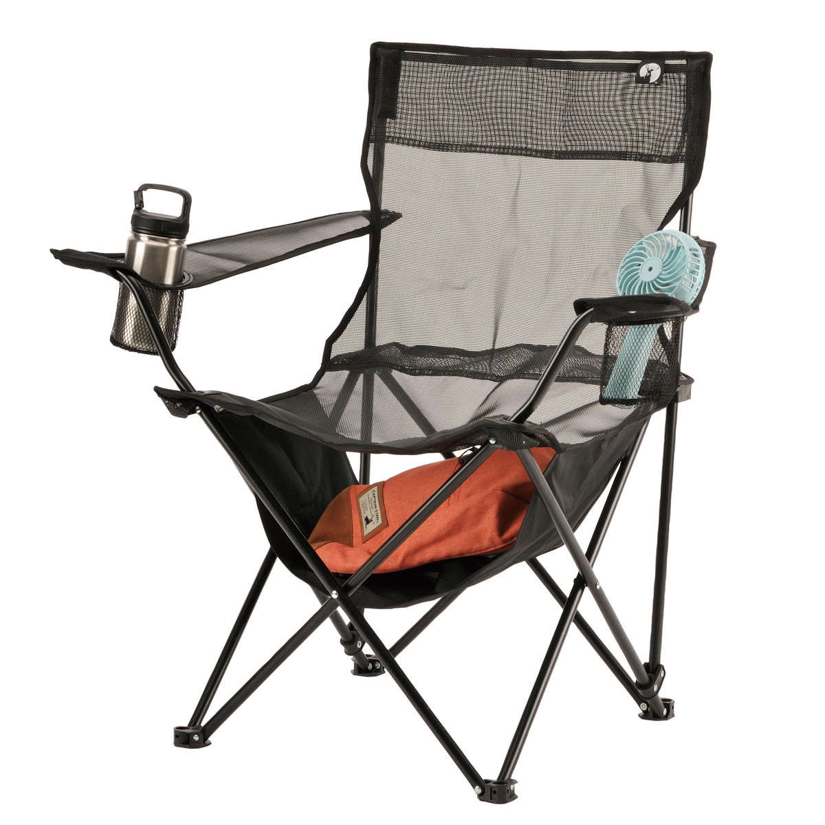 クールメッシュ リラックスラウンジチェア キャプテンスタッグ ( CAPTAIN STAG アウトドア 椅子 肘掛付き チェア シンプル キャンプ キャンプ用品 レジャー用品 アウトドアチェア いす 1人掛け 折り畳み 袋付き ) 【ブラック】 ブラック
