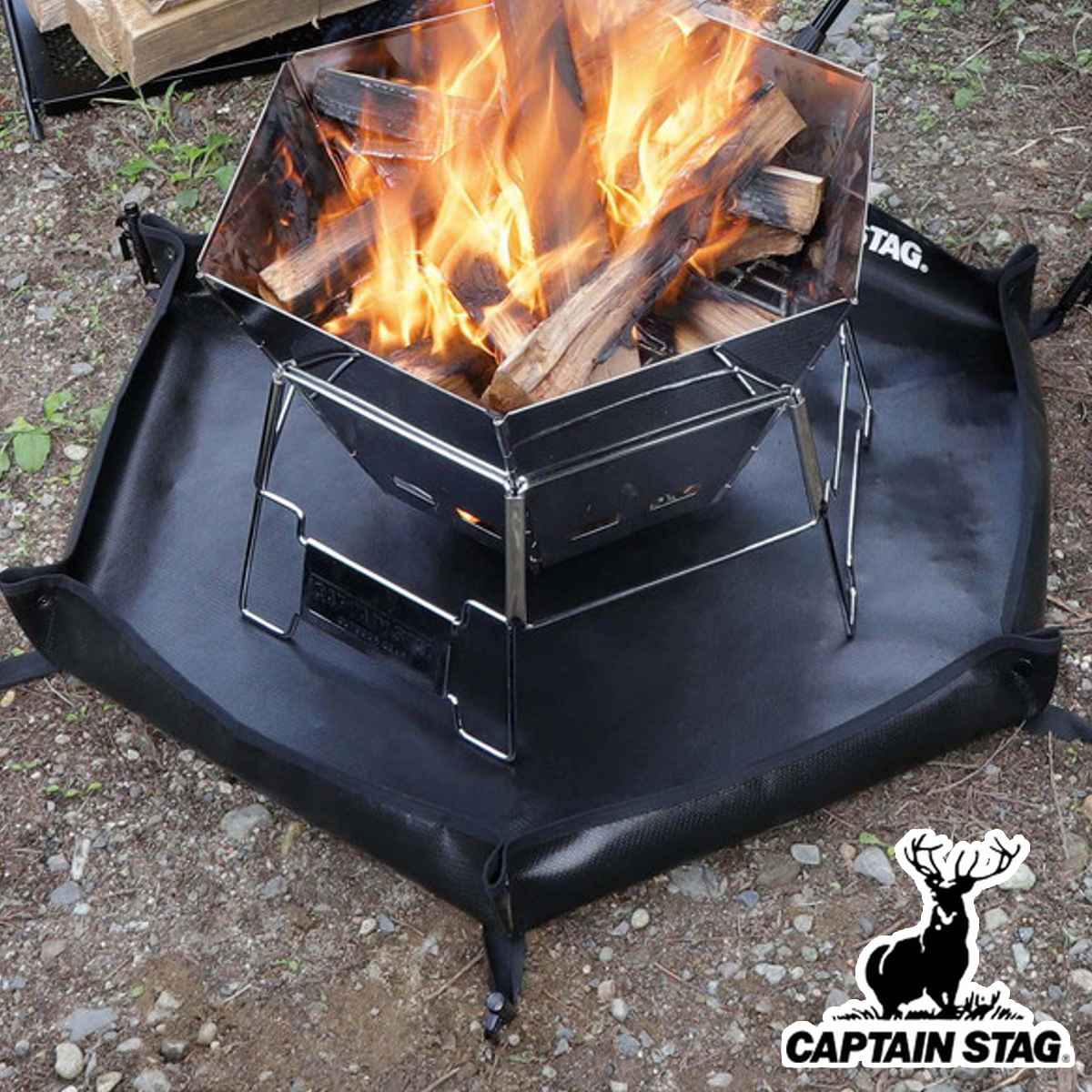 ヘキサ 焚き火シート キャプテンスタッグ ( CAPTAIN STAG 焚き火台シート 焚き火台 シート 保護シート マット 耐火 耐熱 キャンプ ソロキャンプ BBQ アウトドア 六角形 )