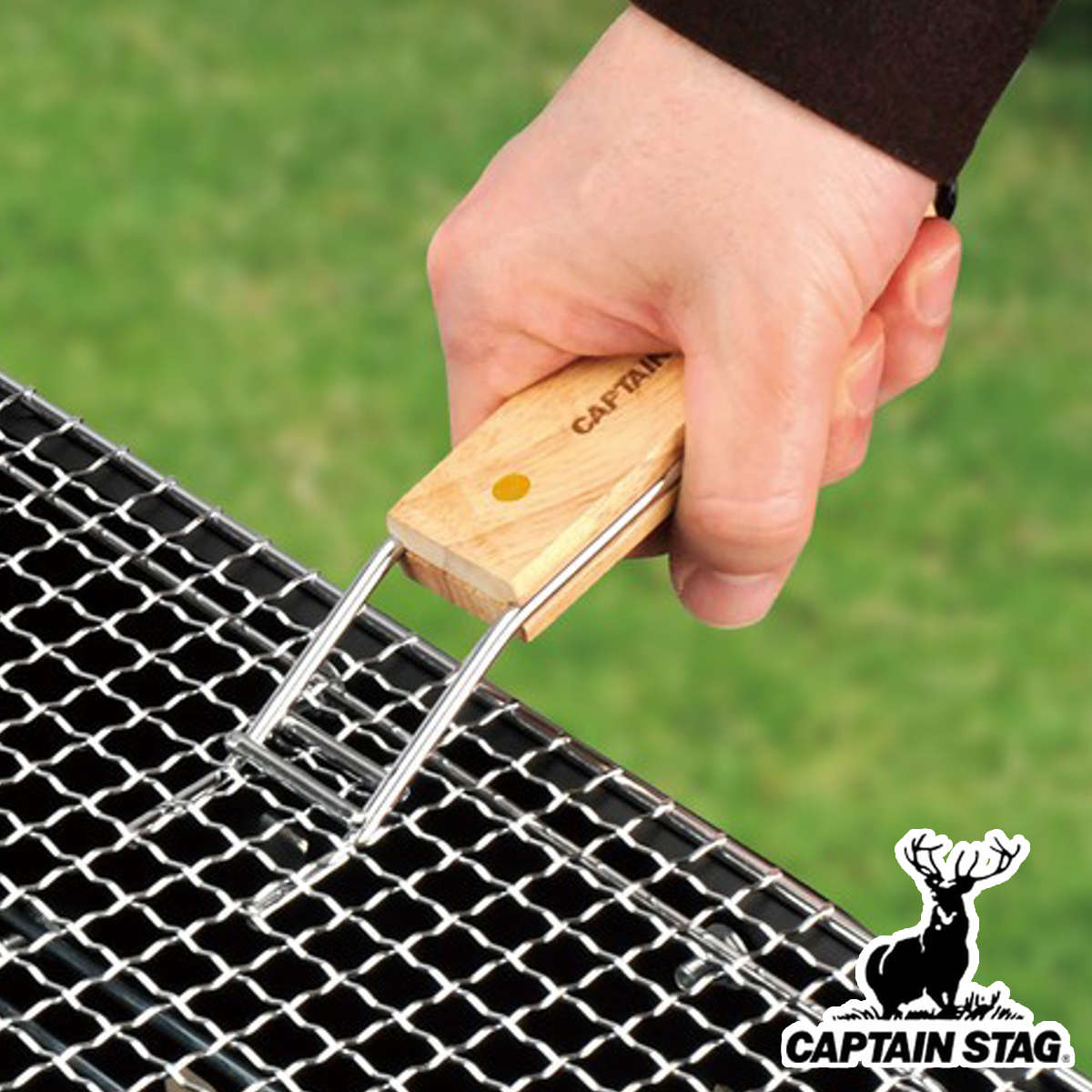 グリル フックハンドル キャプテンスタッグ ( CAPTAIN STAG ラウンドプレート アミ 交換 鉄板 網 持つ 熱い ラウンド アウトドア用品 キャンプ用品 レジャー用品 バーベキュー用品 日本製 )