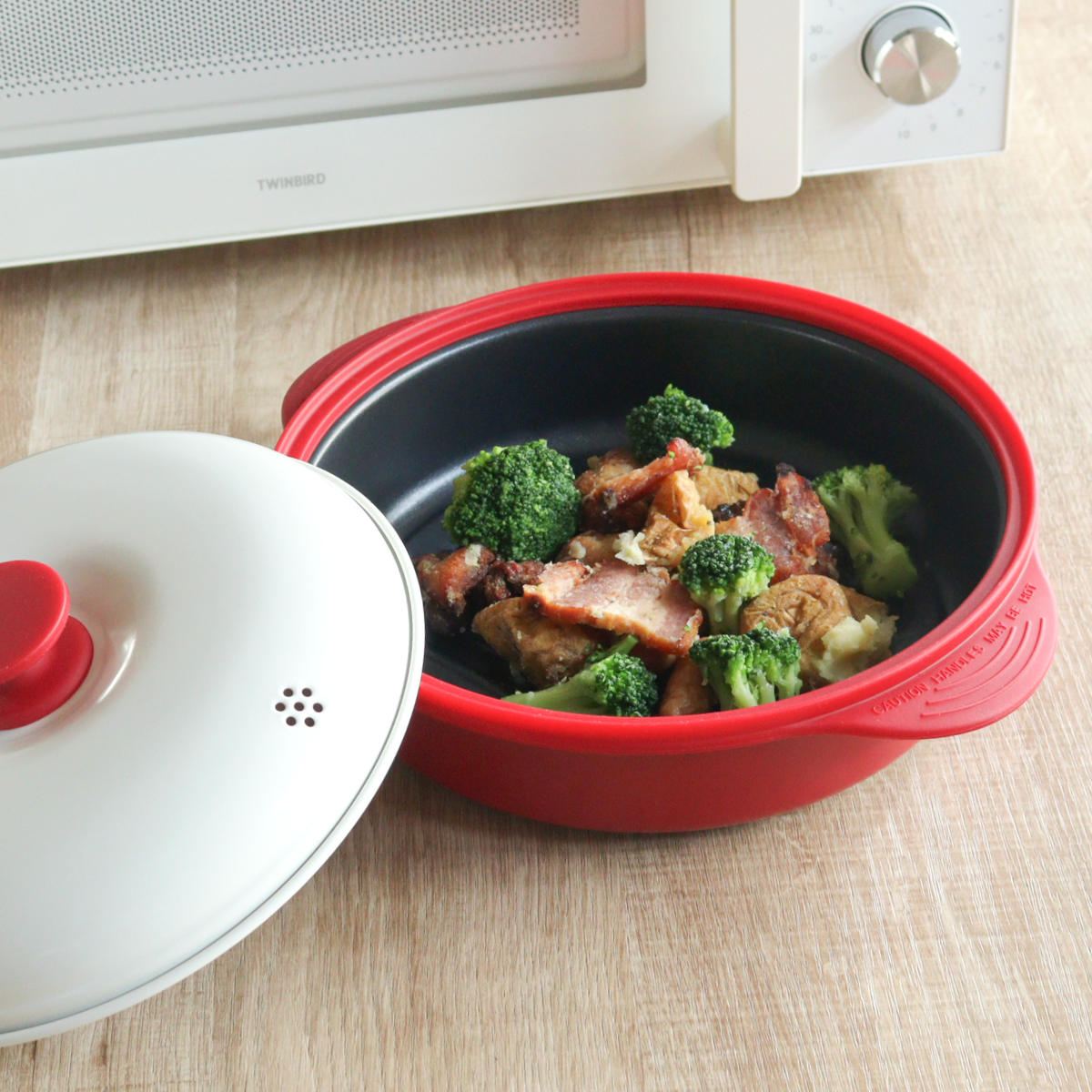 レンジパン スピードクック 丸深型 電子レンジ調理器 ( 電子レンジ 調理器 魚焼き器 深型 焼き魚 電子レンジ専用調理器 電子レンジ魚焼き器 調理 魚 肉 焼く 蒸す 煮る 温め直し レシピ付き )