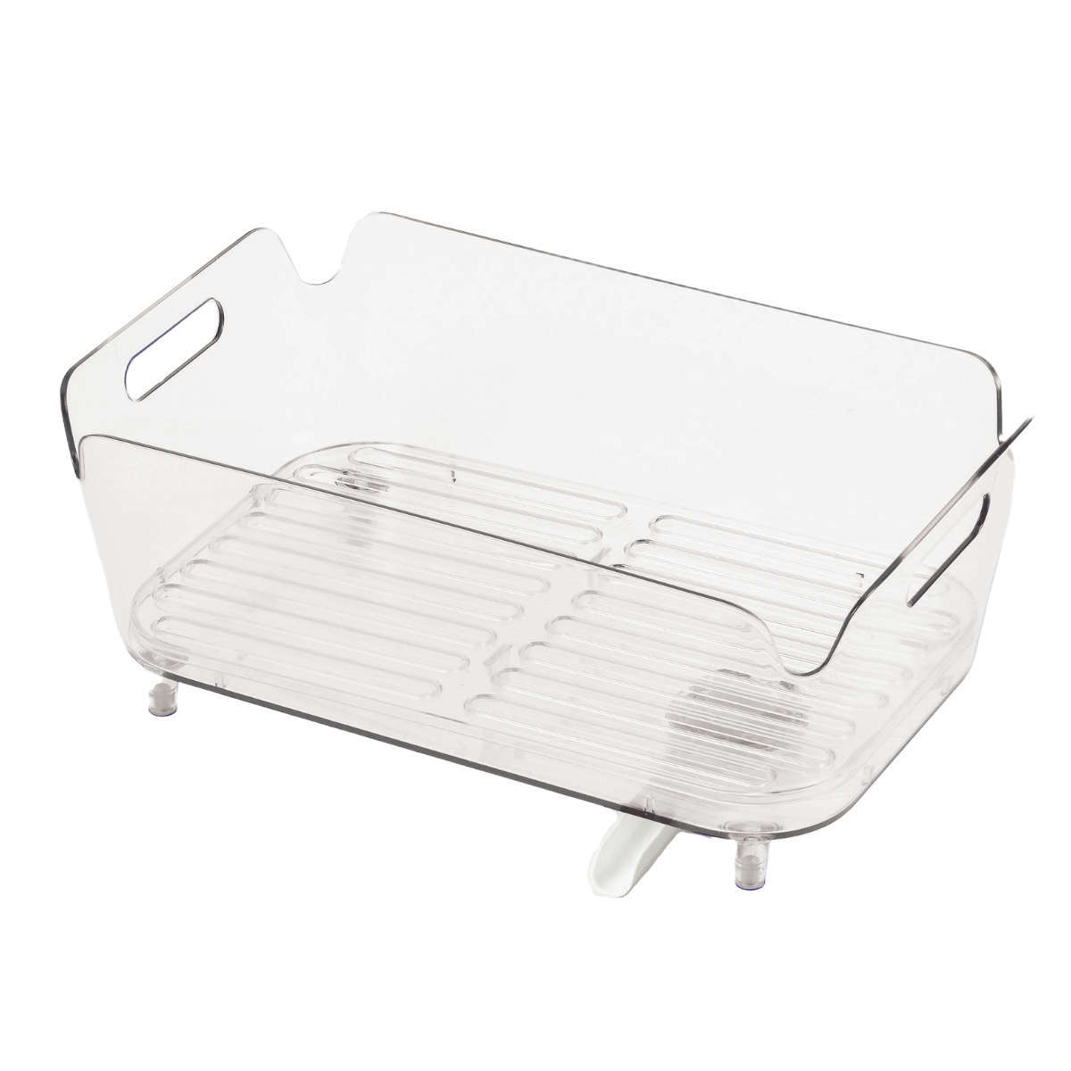 水切りかご アクリア 水切りバスケット 排水式 排水栓付き ( 水切りカゴ 水切り バスケット 洗い桶 日本製 クリア アクリル 洗い物 食器洗い つけ置き シンク 食器 皿 乾燥 自然乾燥 洗物 コンパクト おしゃれ )