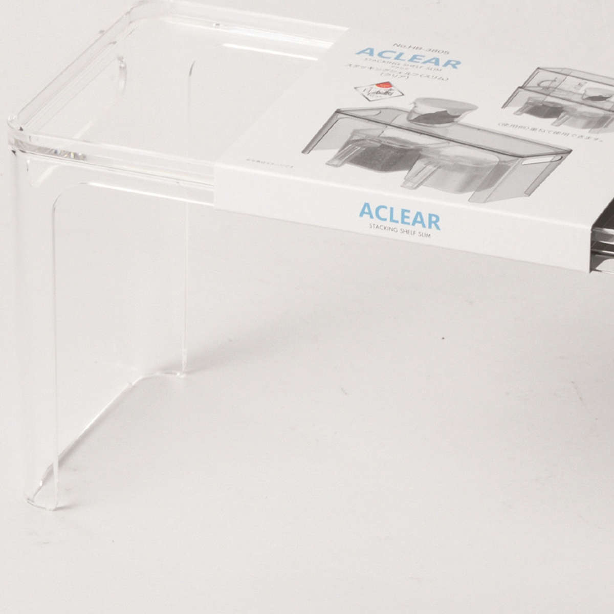 キッチン収納 重ね棚 アクリア スタッキングシェルフ スリム ( キッチンラック 積み重ね シンク収納 シンク下収納 調味料ラック 収納棚 日本製 クリア アクリル 収納ラック スパイスラック スタッキング 棚 シンク周り ラック ) 【ブルー】 ブルー