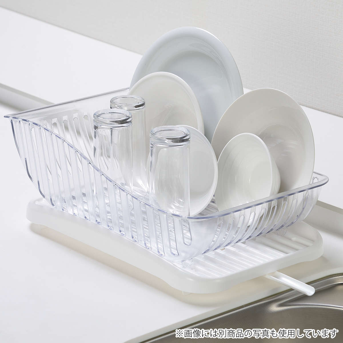 水切りバスケット スキットアルファ 水切りカゴ かごのみ ( 水切りトレー 水切りラック コンパクト 日本製 一人暮らし 小さめ ディッシュラック シンク横 プラスチック 省スペース クリア 透明 縦置き 横置き おしゃれ )