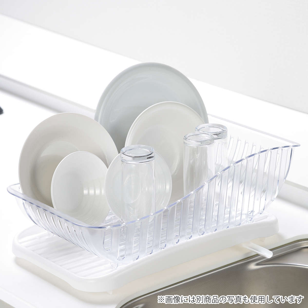 水切りバスケット スキットアルファ 水切りカゴ かごのみ ( 水切りトレー 水切りラック コンパクト 日本製 一人暮らし 小さめ ディッシュラック シンク横 プラスチック 省スペース クリア 透明 縦置き 横置き おしゃれ )