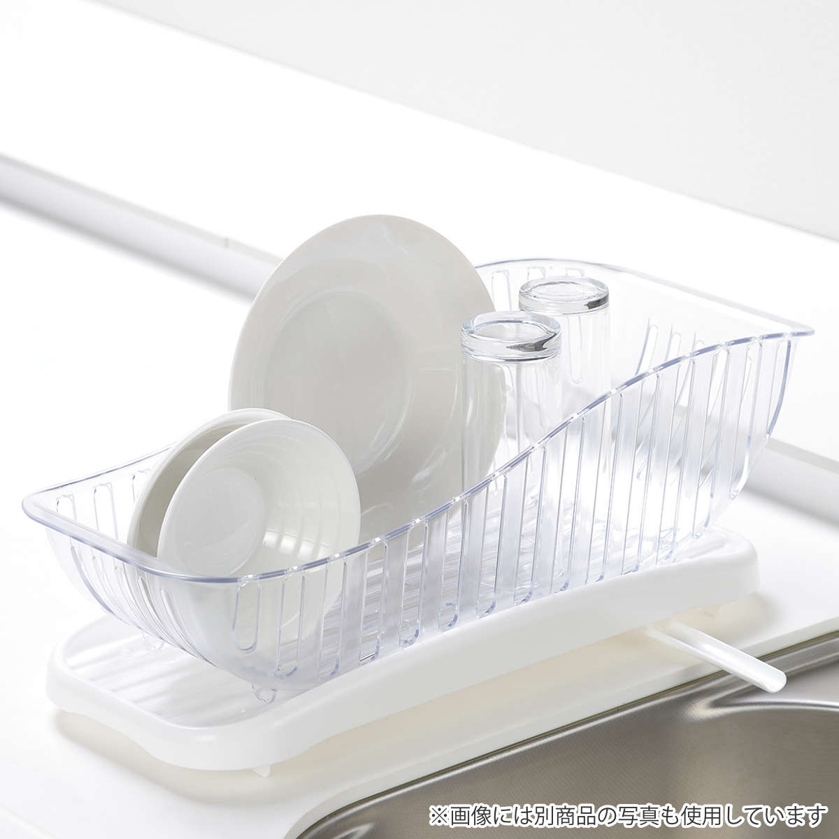 水切りバスケット スキットアルファ 水切りカゴ スリム かごのみ ( 水切りトレー 水切りラック コンパクト 日本製 一人暮らし 小さめ ディッシュラック シンク横 プラスチック 省スペース クリア 透明 縦置き 横置き おしゃれ )