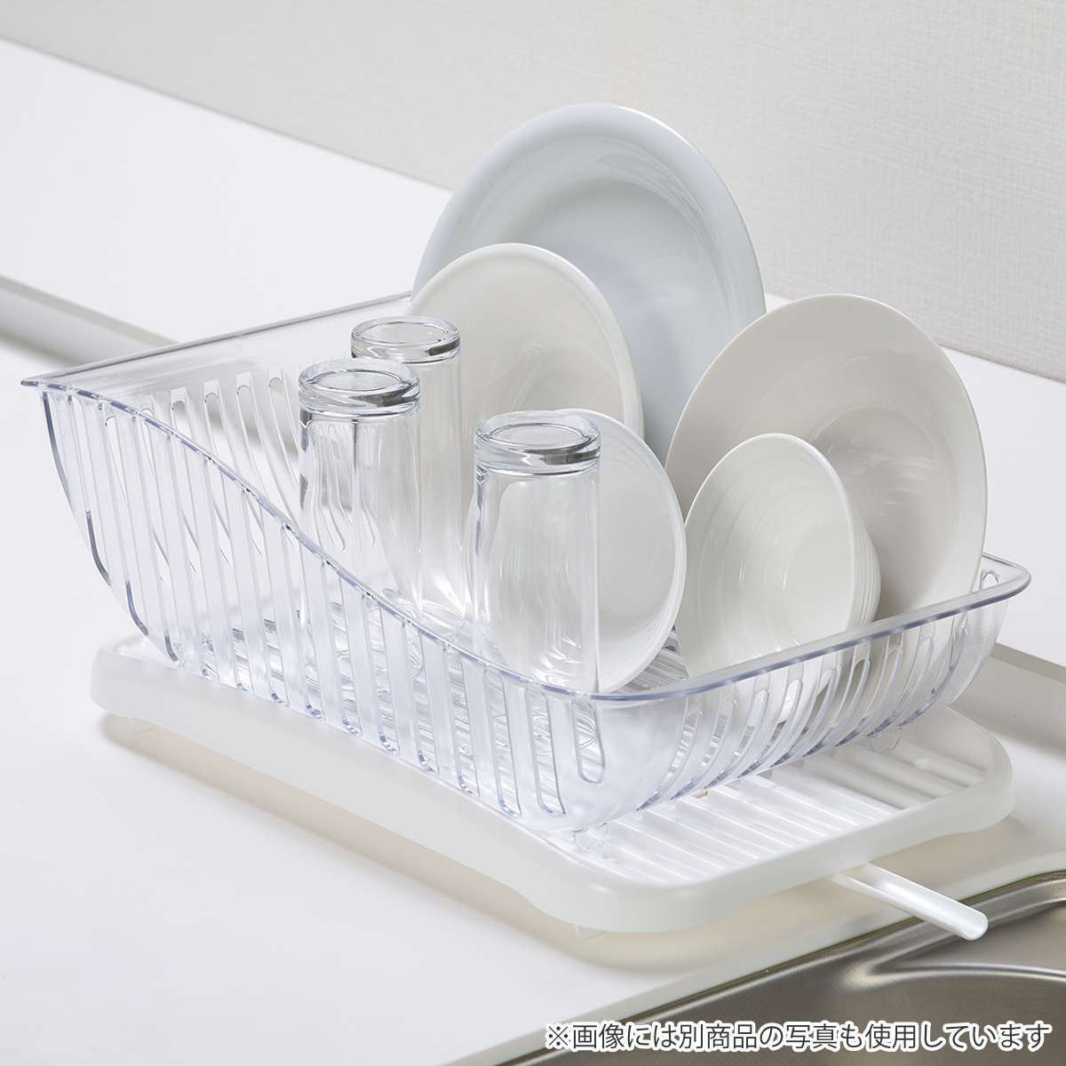 水切りトレー スキットアルファ トレーのみ ( 受け皿 コンパクト 日本製 一人暮らし 小さめ ディッシュラック シンク横 皿洗い 乾燥 プラスチック 省スペース 白 縦置き 横置き ノズル )
