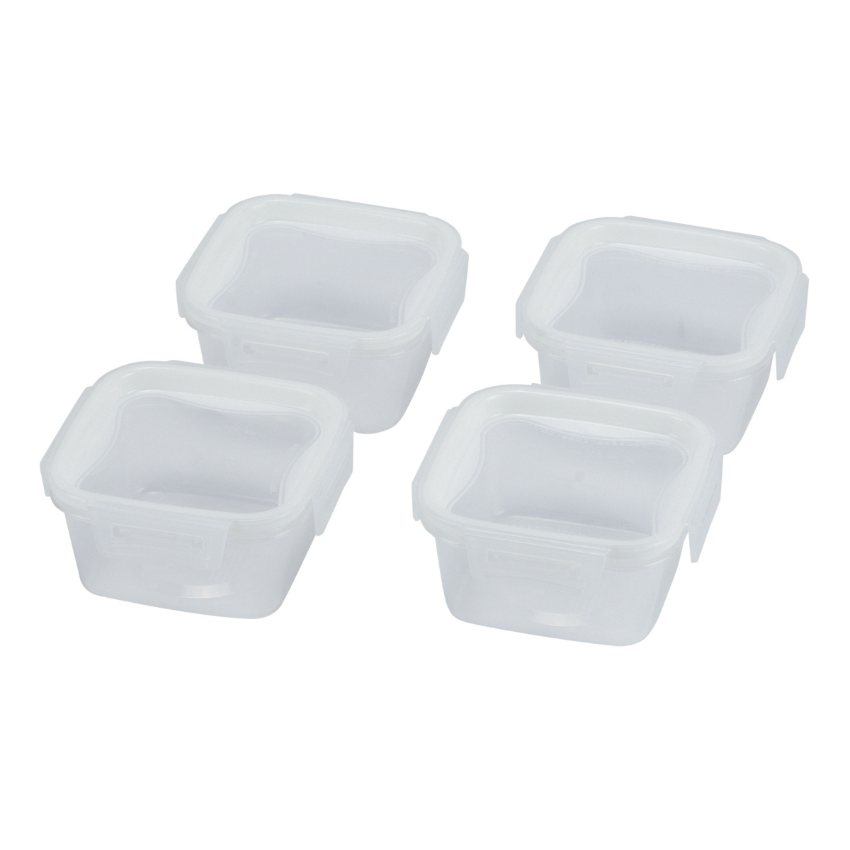 保存容器 ネオキープロック 正方形 S 4個組 ( 容器 フードケース 310ml 電子レンジ対応 冷凍OK 食洗機対応 4点ロック パッキン一体型 日本製 フードコンテナ プラスチック レンジOK 冷凍保存 食洗機OK 作り置き 常備菜 おかず )