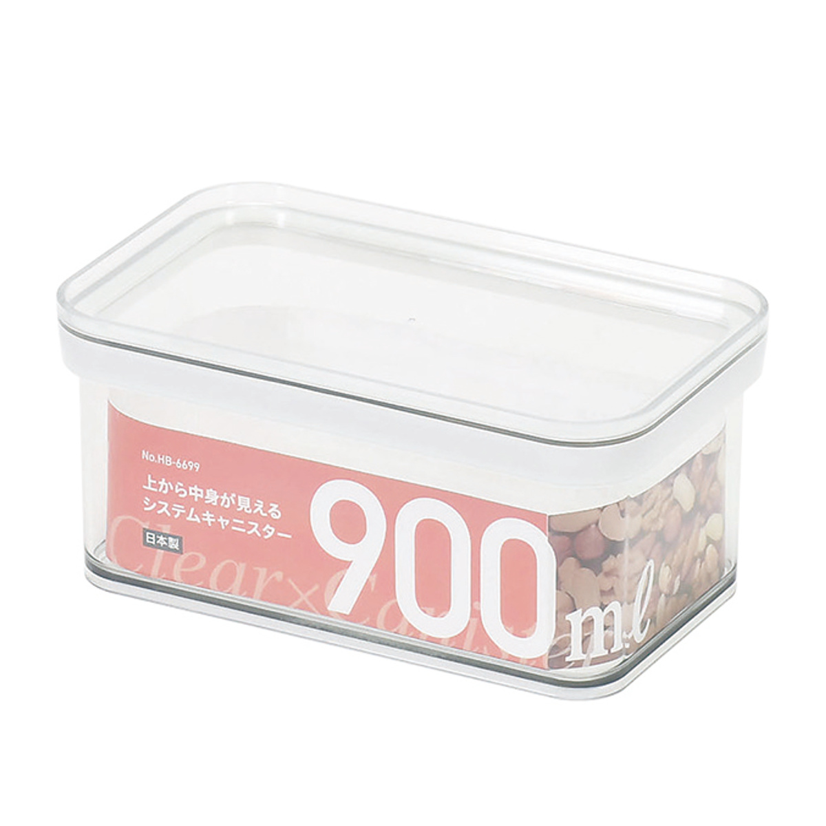 保存容器 900ml 上から中身が見える システム キャニスター ( キッチン収納 フードコンテナ 調味料入れ ストッカー 密閉 透明 プラスチック 日本製 フードケース スタッキング おしゃれ クリア 中が見える 冷蔵庫収納 0.9L )