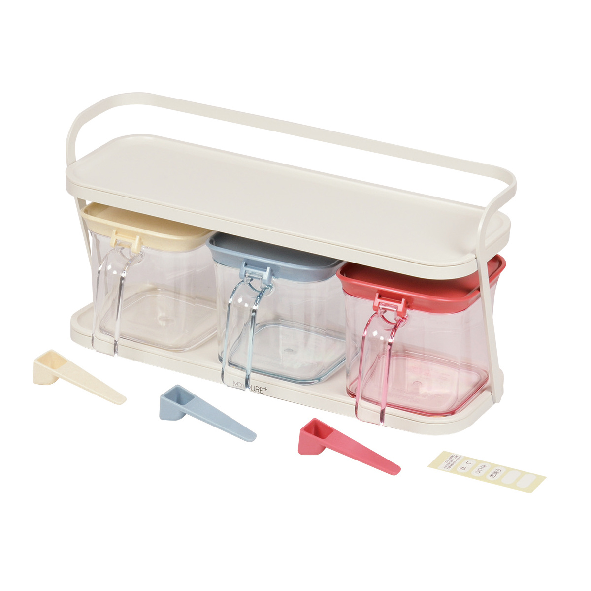 スパイスラック モデュールプラス 調味料ラック ストッカー 3個付 ( 調味料 収納 調味料ポット 2段 トレー取り外し 棚板 洗える 日本製 調味料棚 調味料置き シンク上 カウンター上 キッチントップ ポット スプーン おしゃれ )