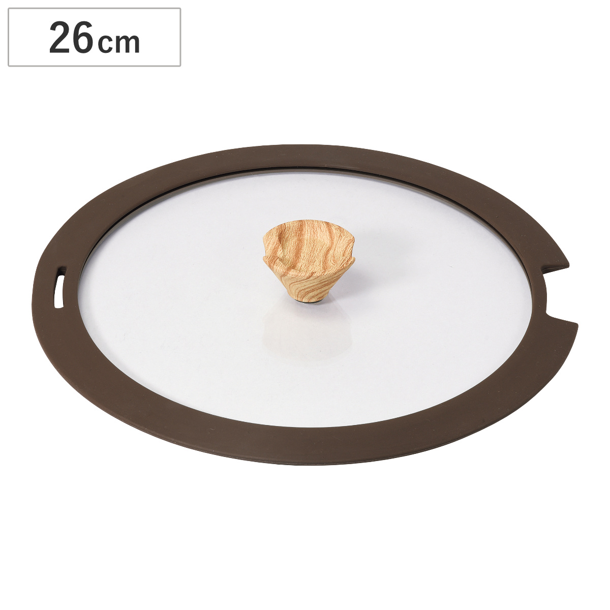 ガラス蓋 26cm用 トルティーノ シリコン縁 ( ふた 鍋ふた 専用ガラス蓋 窓付き シリコーン 26センチ フタ 鍋用 ガラスふた 調理器具 ブラウン 調理用品 )