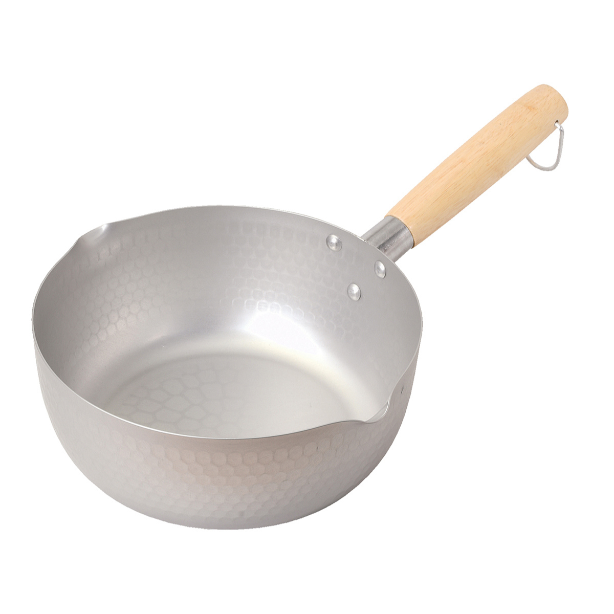 雪平鍋 18cm ガス火専用 エレット アルマイト加工 ( ゆきひら鍋 行平鍋 片手鍋 両口鍋 アルミ製 小ぶり 軽い 18センチ 槌目加工 片手なべ 鍋 なべ ミルクパン ソースパン 軽量 両側注ぎ口 木柄 )