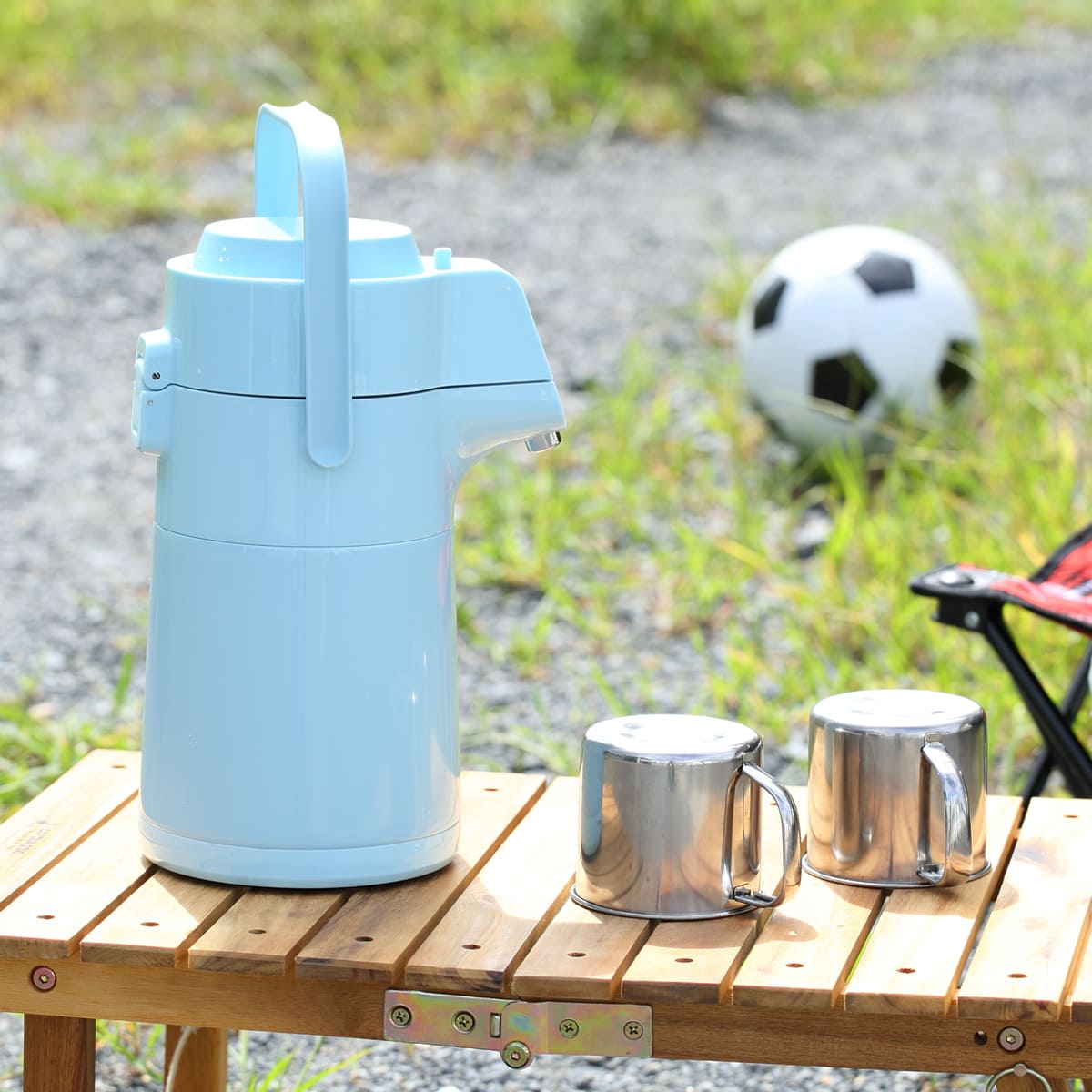 卓上ポット 2.2L エコステージ 魔法瓶 ステンレス ( ポット エアーポット 保温 保冷 魔法瓶ポット コードレス 取っ手付き 卓上 テーブルポット まほうびん 押すだけ 保温保冷 持ち手 おしゃれ かわいい ) 【ミルキーホワイト】 ミルキーホワイト