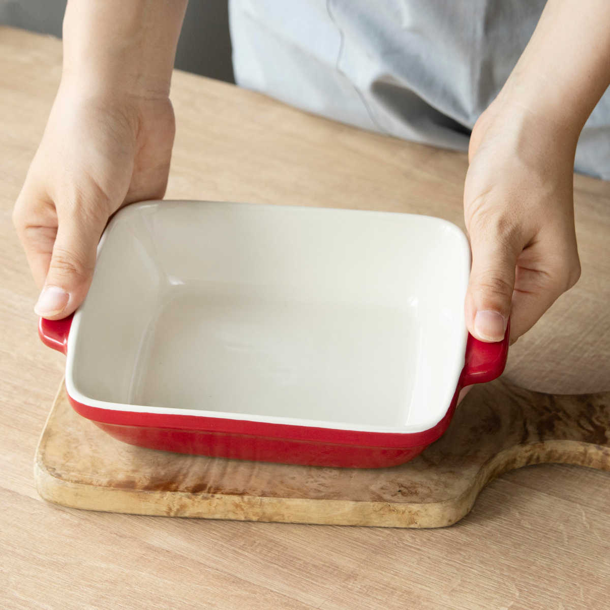 グラタン皿 18cm 長方形 深型 陶磁器 ( 電子レンジ対応 オーブン対応 トースター対応 耐熱皿 食器 耐熱容器 四角 スクエア 角 耳付き 一人用 グラタン ラザニア おしゃれ かわいい )