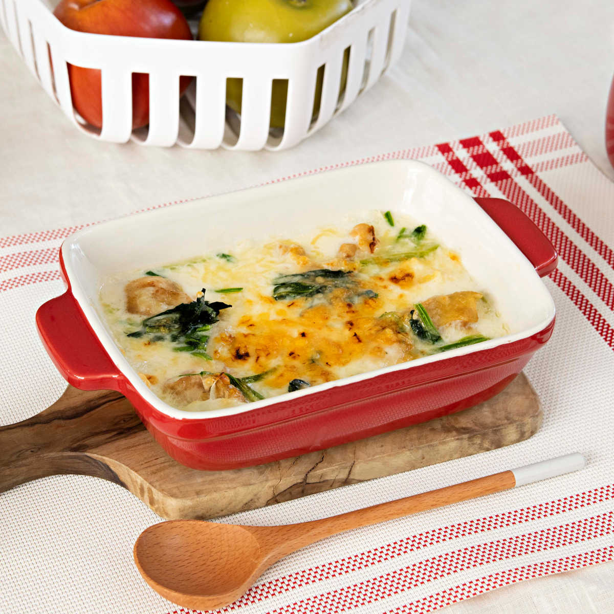 グラタン皿 18cm 長方形 深型 陶磁器 ( 電子レンジ対応 オーブン対応 トースター対応 耐熱皿 食器 耐熱容器 四角 スクエア 角 耳付き 一人用 グラタン ラザニア おしゃれ かわいい )