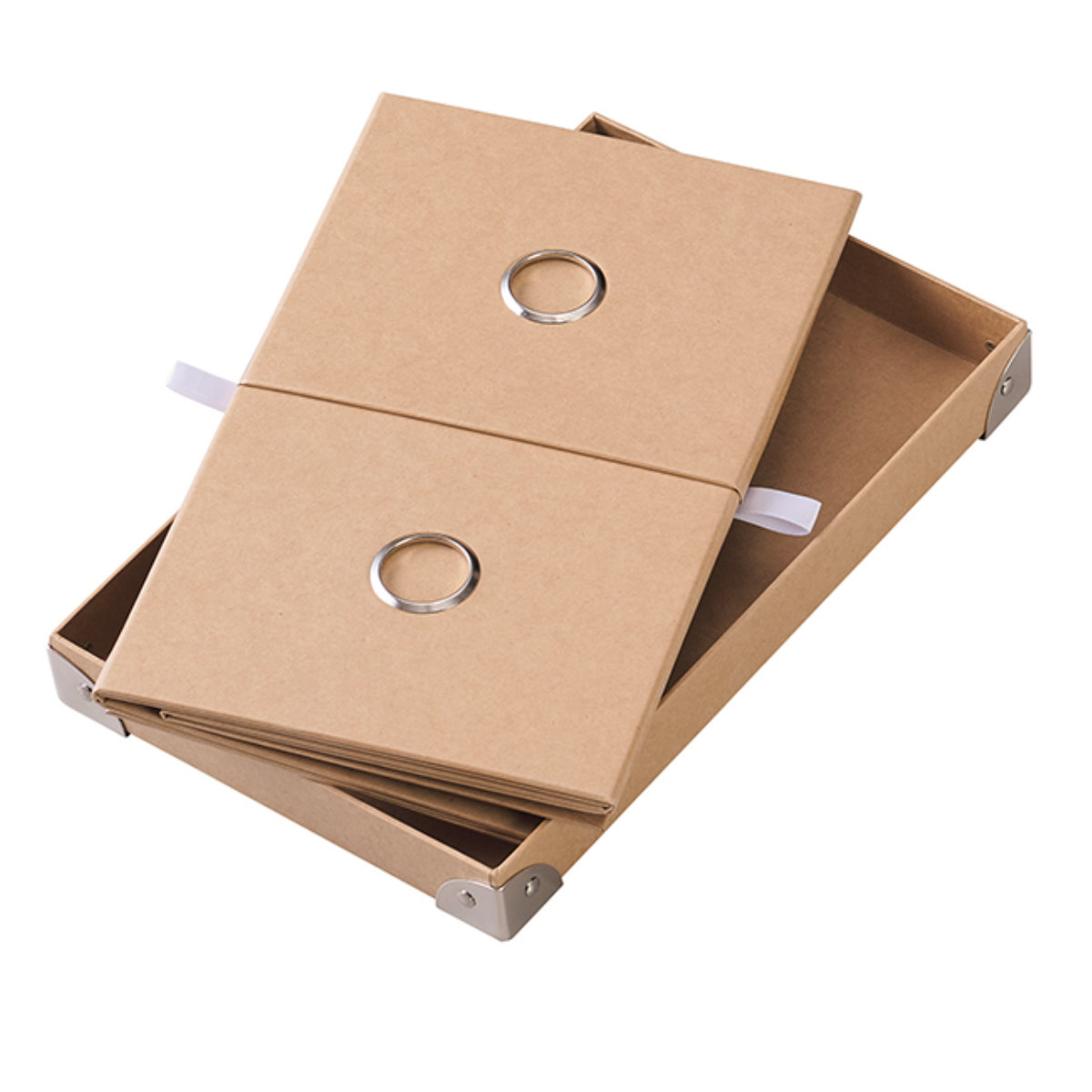 収納ボックス ストレージパルプボックス S ふた付き 幅15.5×奥行26×高さ13.5cm ( 収納 ボックス 箱 紙 紙製 パルプ フタ付き 小物収納 小物入れ ケース ストック 積み重ね 金属 金具付き 丈夫 折りたたみ 整理整頓 片付け ) 【グレー】 グレー