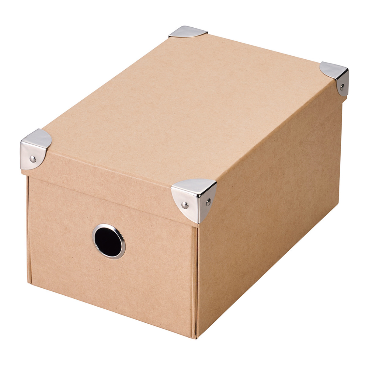 収納ボックス ストレージパルプボックス S ふた付き 幅15.5×奥行26×高さ13.5cm ( 収納 ボックス 箱 紙 紙製 パルプ フタ付き 小物収納 小物入れ ケース ストック 積み重ね 金属 金具付き 丈夫 折りたたみ 整理整頓 片付け ) 【グレー】 グレー