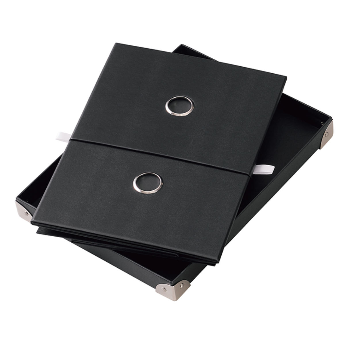 収納ボックス ストレージパルプボックス M ふた付き 幅20.5×奥行28×高さ15.5cm ( 収納 ボックス 箱 紙 紙製 パルプ フタ付き 小物収納 小物入れ ケース ストック 積み重ね 金属 金具付き 丈夫 折りたたみ 整理整頓 片付け ) 【ホワイト】 ホワイト