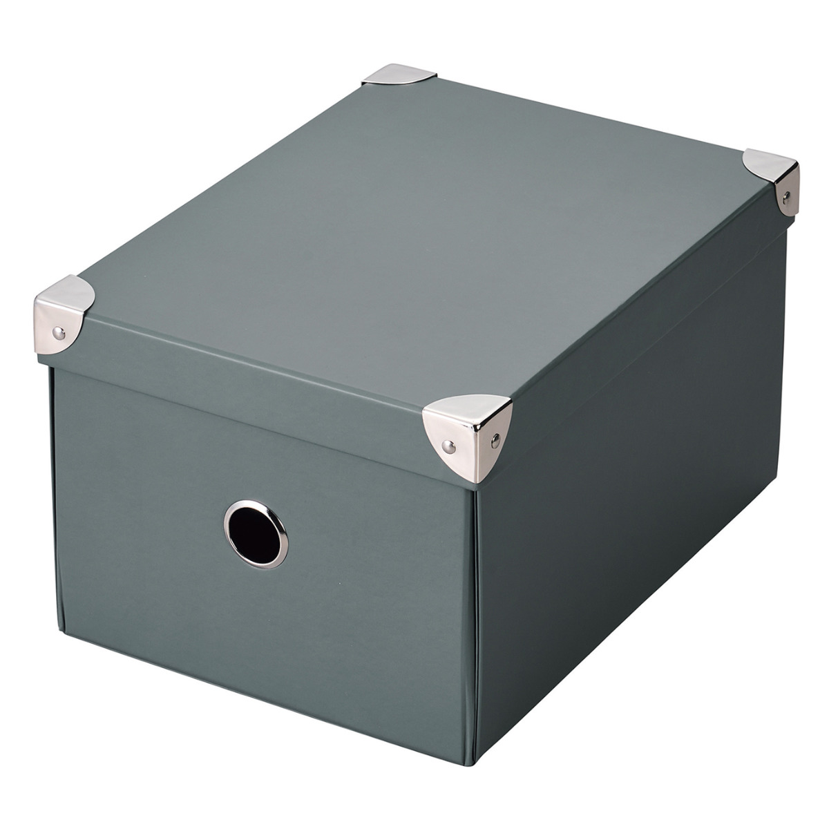 収納ボックス ストレージパルプボックス M ふた付き 幅20.5×奥行28×高さ15.5cm ( 収納 ボックス 箱 紙 紙製 パルプ フタ付き 小物収納 小物入れ ケース ストック 積み重ね 金属 金具付き 丈夫 折りたたみ 整理整頓 片付け ) 【ホワイト】 ホワイト