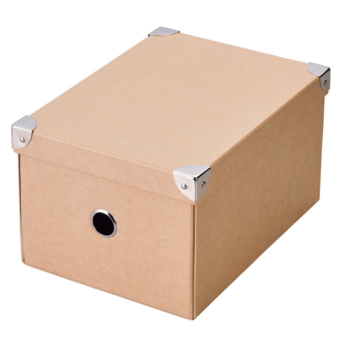 収納ボックス ストレージパルプボックス M ふた付き 幅20.5×奥行28×高さ15.5cm ( 収納 ボックス 箱 紙 紙製 パルプ フタ付き 小物収納 小物入れ ケース ストック 積み重ね 金属 金具付き 丈夫 折りたたみ 整理整頓 片付け ) 【ホワイト】 ホワイト