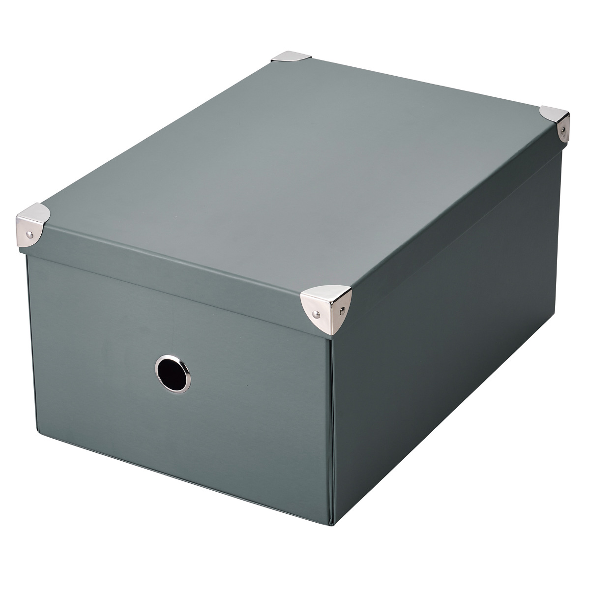 収納ボックス ストレージパルプボックス L ふた付き 幅27×奥行28×高さ18cm ( 収納 ボックス 箱 紙 紙製 パルプ フタ付き 小物収納 小物入れ ケース ストック 積み重ね 金属 金具付き 丈夫 折りたたみ 整理整頓 片付け ) 【ブラック】 ブラック