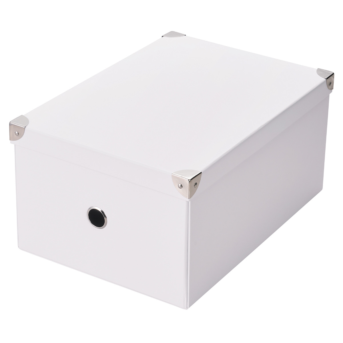 収納ボックス ストレージパルプボックス L ふた付き 幅27×奥行28×高さ18cm ( 収納 ボックス 箱 紙 紙製 パルプ フタ付き 小物収納 小物入れ ケース ストック 積み重ね 金属 金具付き 丈夫 折りたたみ 整理整頓 片付け ) 【ブラック】 ブラック