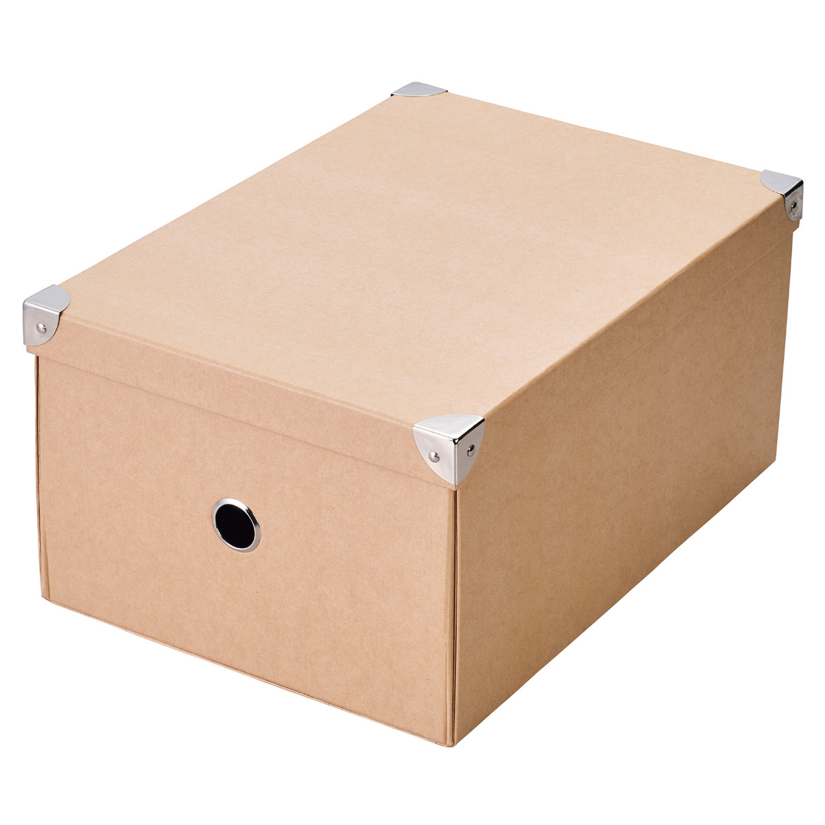 収納ボックス ストレージパルプボックス L ふた付き 幅27×奥行28×高さ18cm ( 収納 ボックス 箱 紙 紙製 パルプ フタ付き 小物収納 小物入れ ケース ストック 積み重ね 金属 金具付き 丈夫 折りたたみ 整理整頓 片付け ) 【ブラック】 ブラック