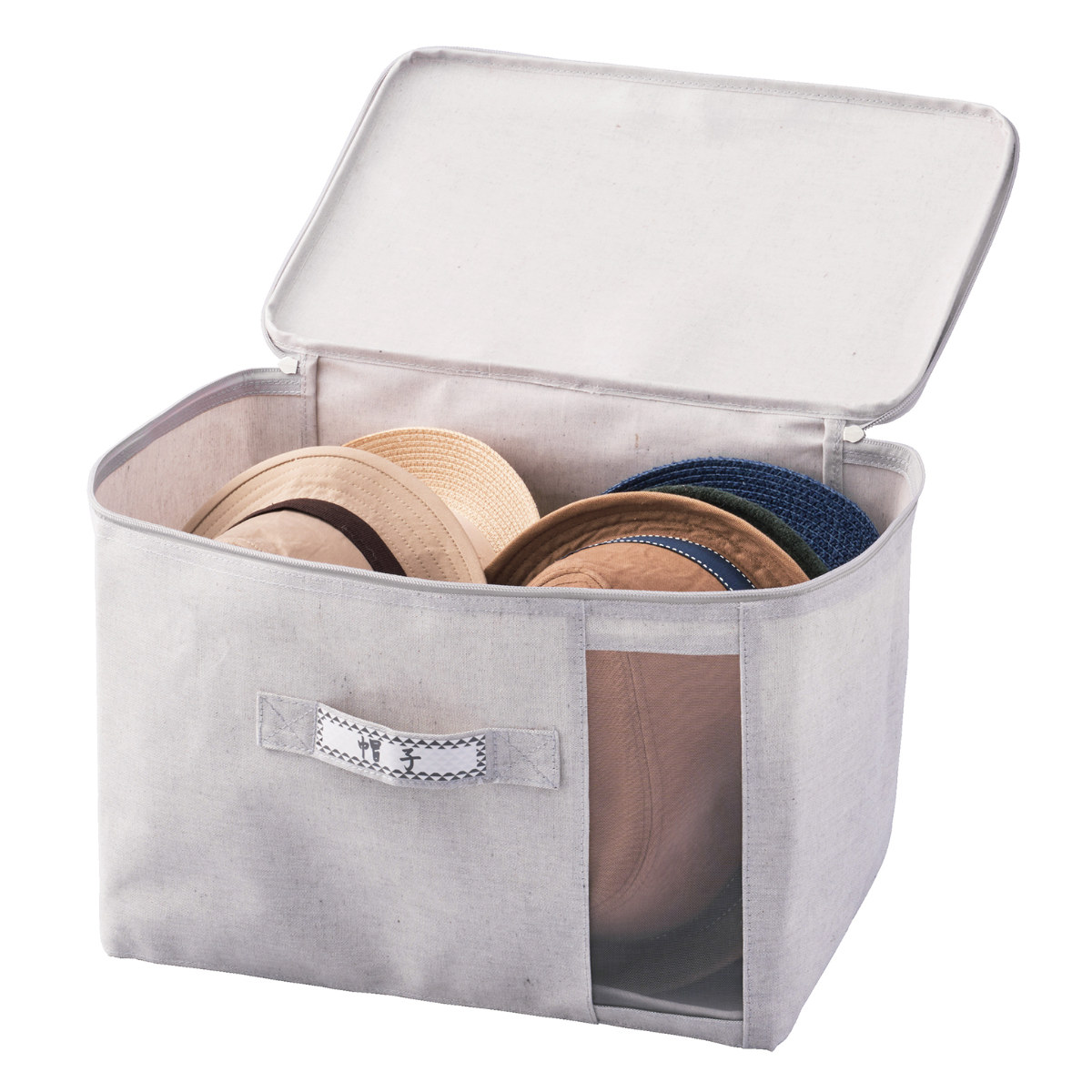 収納ボックス ふた付き エコファブボックス 収納 S 幅38×奥行26×高さ26cm ( 収納ケース 衣類収納ケース 布製 衣装ケース 窓付き 取っ手 衣類 クローゼット収納 フタ付き 蓋付き 折りたたみ 整理整頓 保管 エコ 再生素材 )