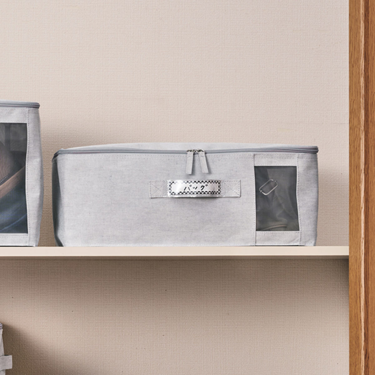 収納ボックス ふた付き エコファブボックス 収納 M 幅45×奥行35×高さ18cm ( 収納ケース 衣類収納ケース 布製 衣装ケース 窓付き 取っ手 衣類 クローゼット収納 フタ付き 蓋付き 折りたたみ 整理整頓 保管 エコ 再生素材 )