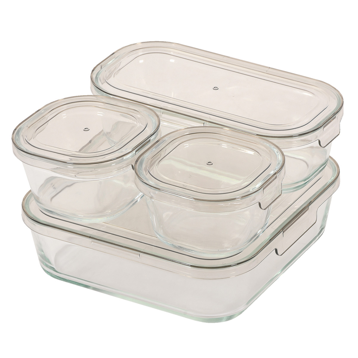 保存容器 レンジスタック 耐熱ガラス 1.4L ( ガラス 食洗機対応 電子レンジ対応 オーブン対応 冷蔵 作り置き 透明 四角 角型 ストッカー 容器 食品保存 お弁当 常備菜 おかず 中身がわかる スタッキング )
