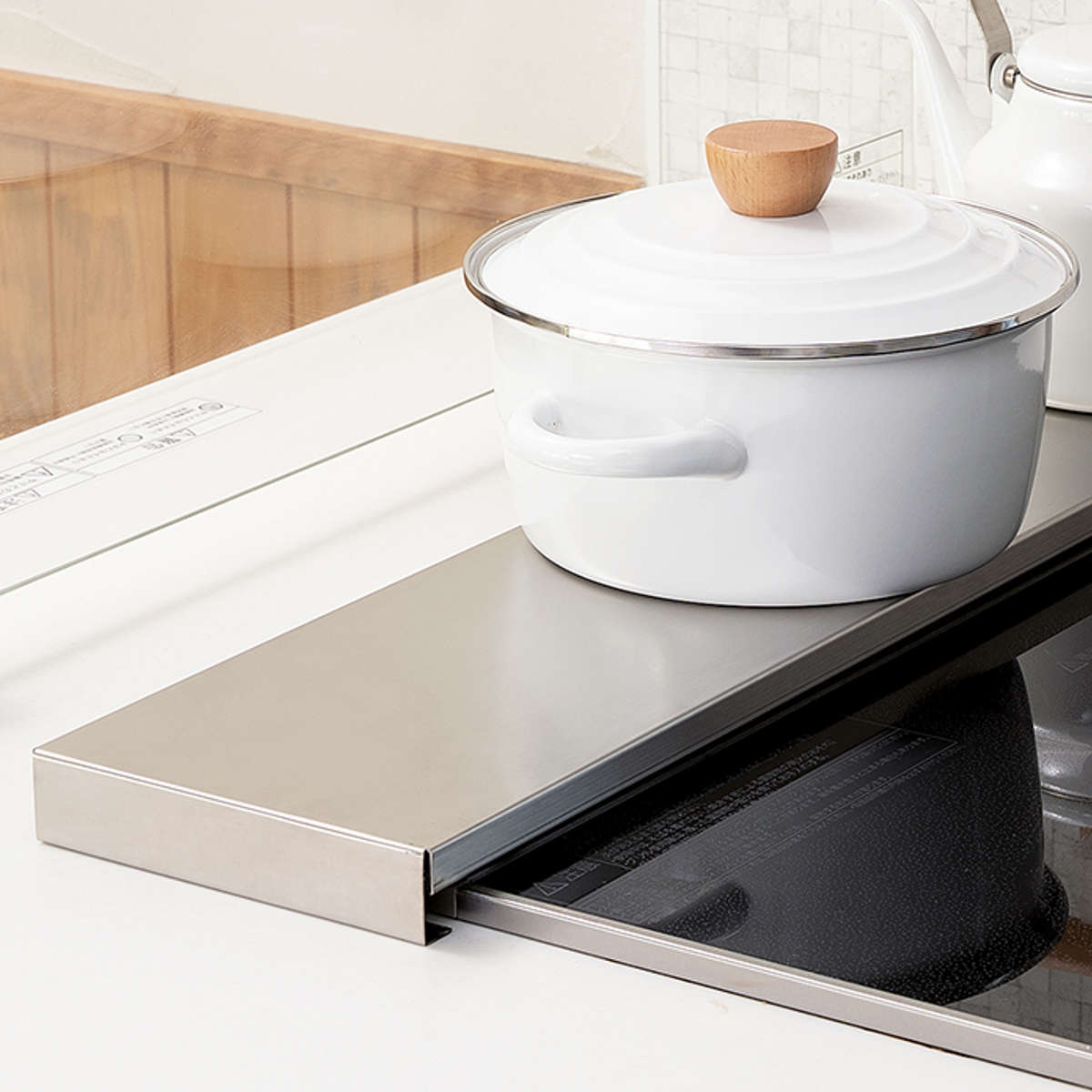 排気口カバー ステンレス製 ワイド 伸縮 幅60~75cm ( 排気口用カバー 排気口ガード フラット ステンレス ビルトインコンロ コンロカバー コンロ奥カバー グリルカバー 排気口 カバー ガード 汚れ防止 薄型 60cm用 75cm用 奥行16cm )