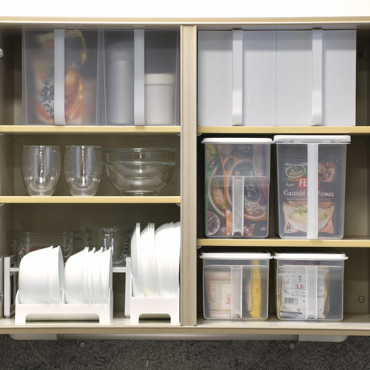 キッチン収納ケース キャビスタ 蓋付 吊戸棚ストッカー 浅型 ( キッチンストッカー 取っ手付き 吊戸棚 ケース ボックス 吊戸棚ボックス 日本製 吊戸棚収納 吊り戸棚ストッカー 収納BOX 吊り戸棚 フタ付き スタッキング 整理 )