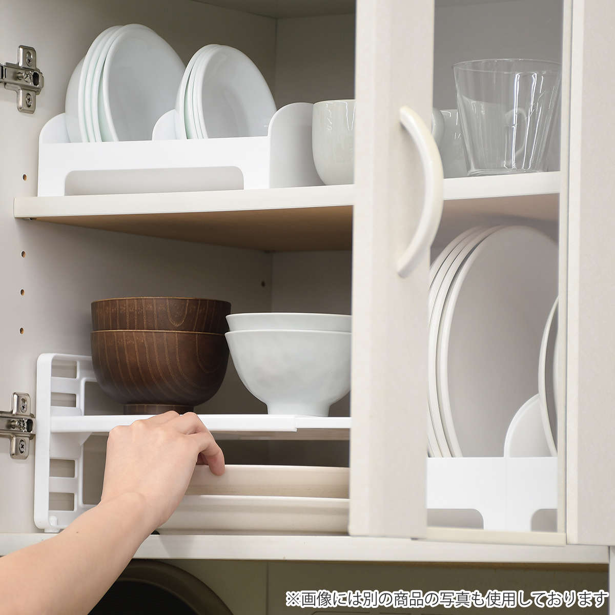ディッシュラック キャビスタ 伸縮式 プレートラック ( 食器スタンド ディッシュストレージ 伸縮 2段 ラック 食器棚収納 食器収納 日本製 食器 皿 食器ラック キッチン 収納 皿収納 食器整理 皿整理 キャビネット内 高さ調整 )