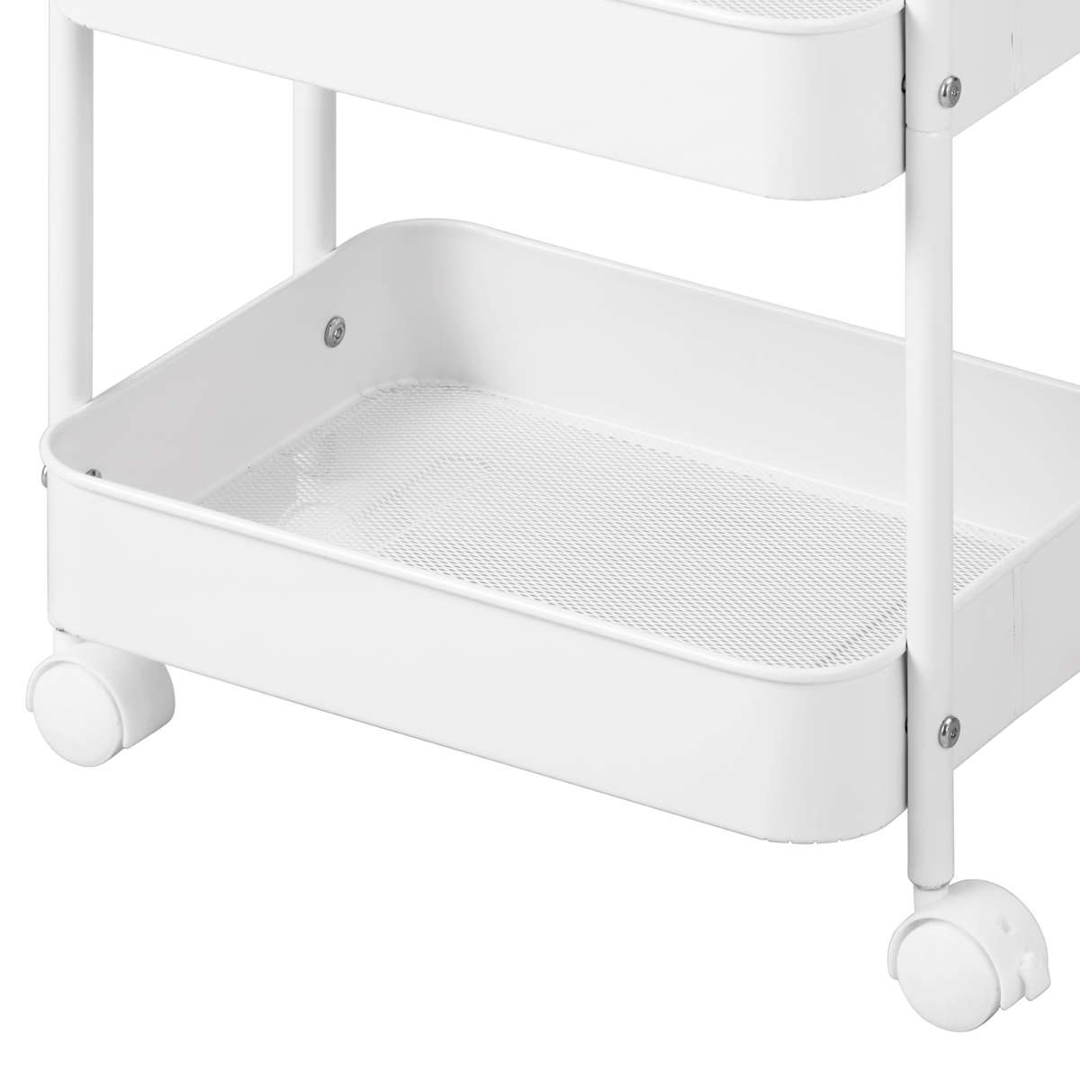 キッチン ワゴン スチールワゴン 3段 キャスター付き ( キッチンラック キッチンワゴン 収納 ラック スチール メッシュ キャスター かご バスケット ストッカー メッシュ底 キッチン収納棚 ベビーワゴン ベビー用品 デスク横 ) 【ブラック】 ブラック