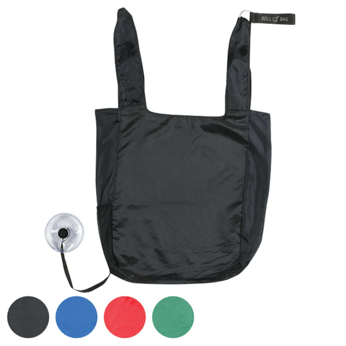 エコバッグ ロールアップエコバッグ マルチェ 回すだけで簡単収納 ( マイバッグ エコバック コンパクト レジ袋 マチあり トート ロール 巻取り レジバッグ 買い物バッグ サブバッグ 買い物袋 ケース カラビナ 持ち運び ) 【ブルー】