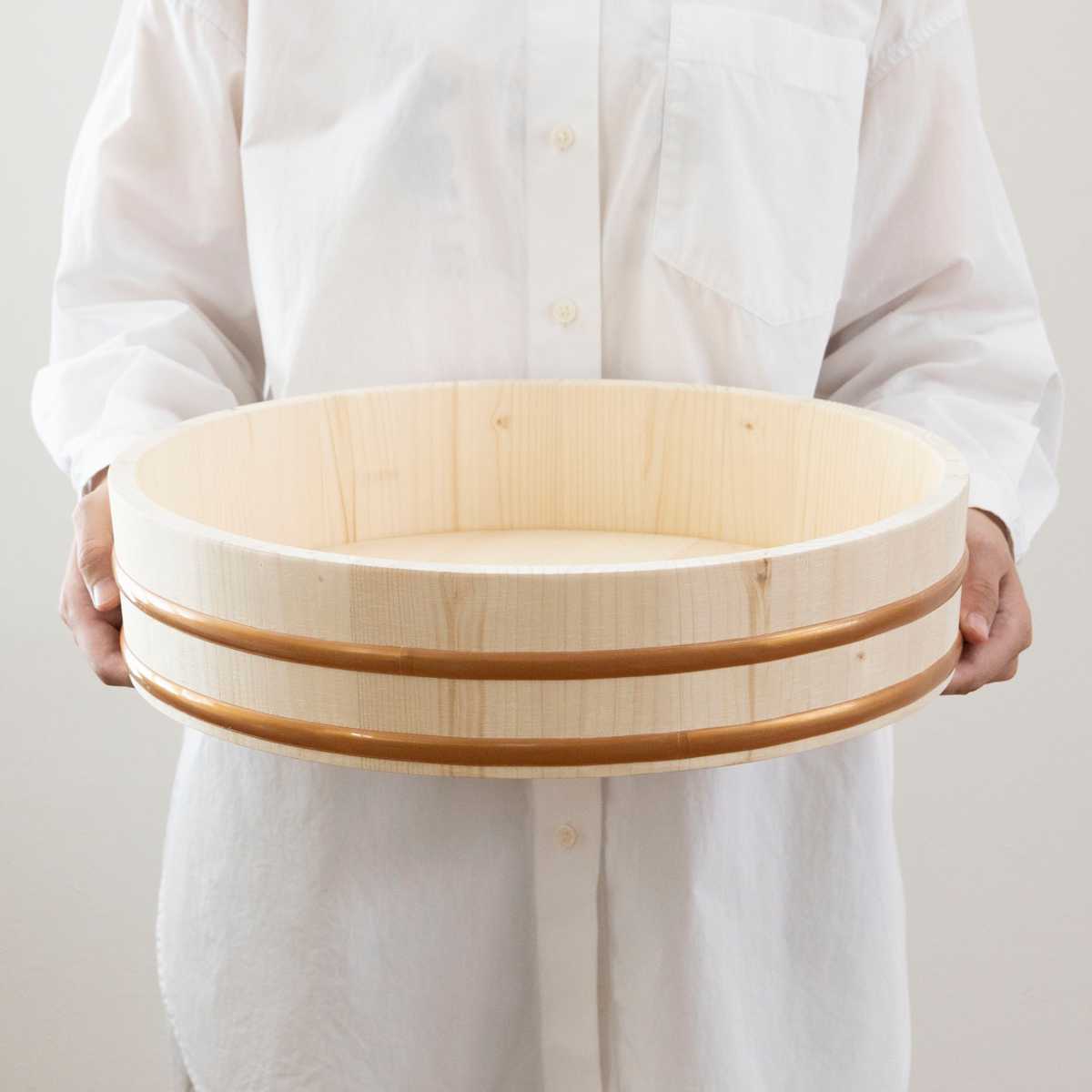 寿司桶 39cm 和の里 木製飯台 約一升用 ( すし桶 天然木 木製 飯台 すし飯台 飯切 手巻き寿司 ちらし寿司 1升用 桶 木桶 お祝い事 イベント ホームパーティー ひな祭り )