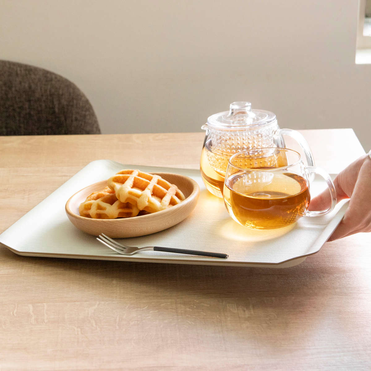 トレー ノンスリップ 抗菌 ランチョントレー 36cm ( キッチントレー トレイ キッチントレイ キッチン 日本製 ランチョンマット おしゃれ シンプル 無地 お盆 盆 配膳 抗菌加工 すべり止め加工 ) 【ネイビー】 ネイビー