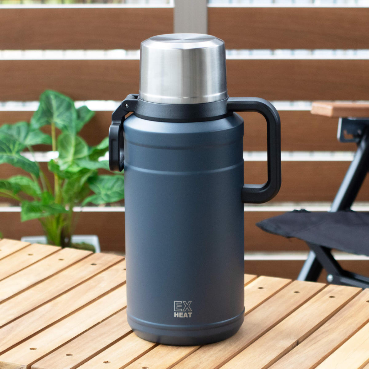 水筒 3.5L エクスヒート メガボトル3500 ステンレス 保温保冷 ( 保温 保冷 コップ飲み ステンレスボトル コップ メガボトル 大容量 ワンタッチ マグ ボトル 真空二重構造 おしゃれ アウトドア ハンドル ベルト付き )