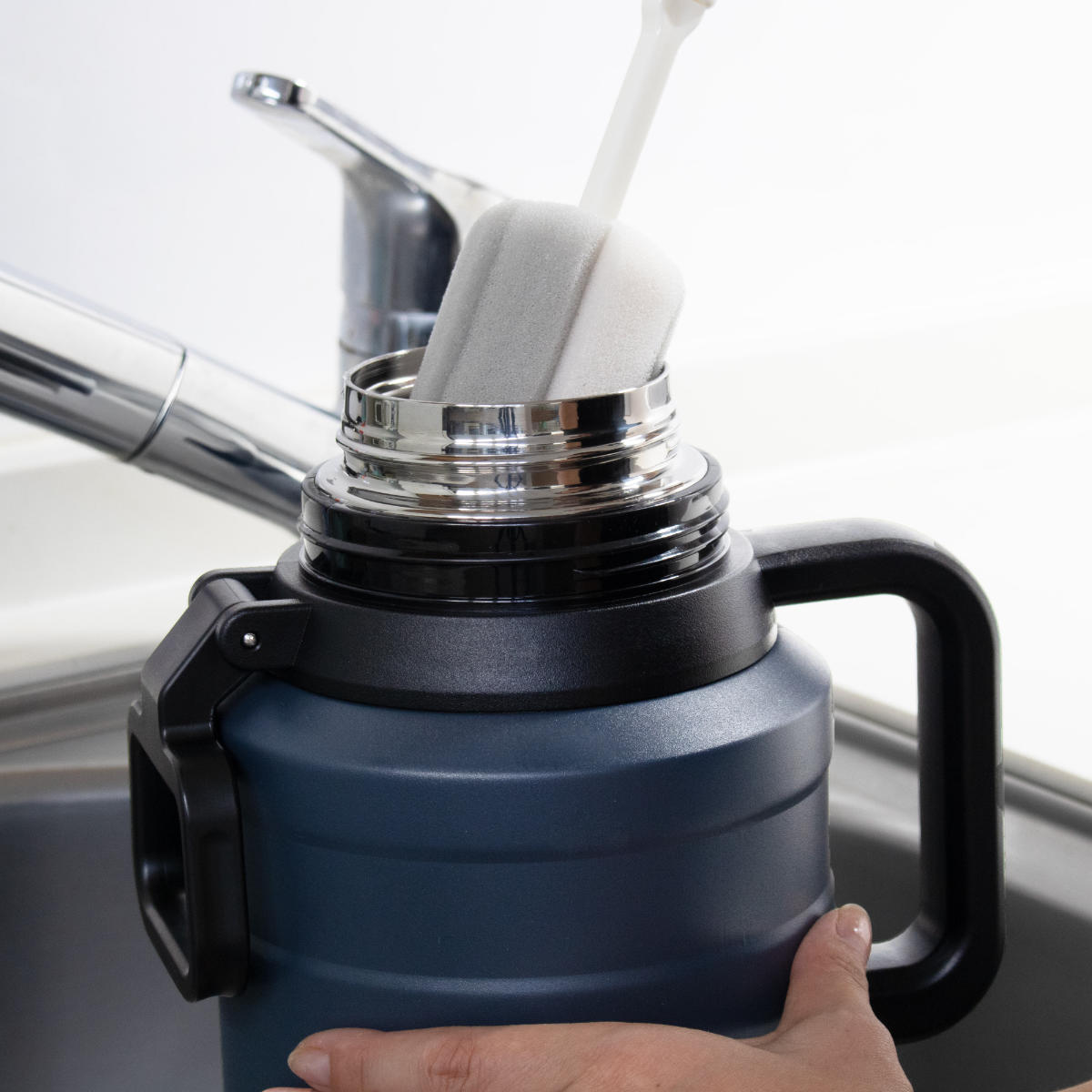 水筒 3.5L エクスヒート メガボトル3500 ステンレス 保温保冷 ( 保温 保冷 コップ飲み ステンレスボトル コップ メガボトル 大容量 ワンタッチ マグ ボトル 真空二重構造 おしゃれ アウトドア ハンドル ベルト付き )