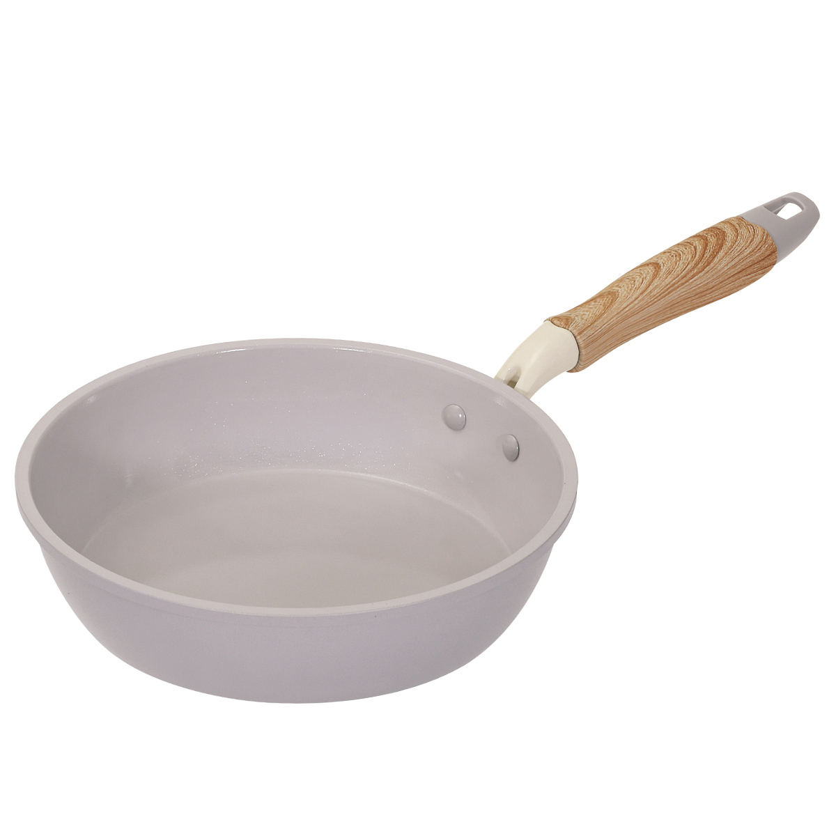 フライパン 20cm IH対応 セラミック 軽量 ハルミック ( ガス火対応 オール熱源対応 セラミックフライパン 炒め鍋 軽い 20センチ いため鍋 アルミ製 直火 木目調ハンドル こびりつきにくい 可愛い ) 【ペールパープル】 ペールパープル