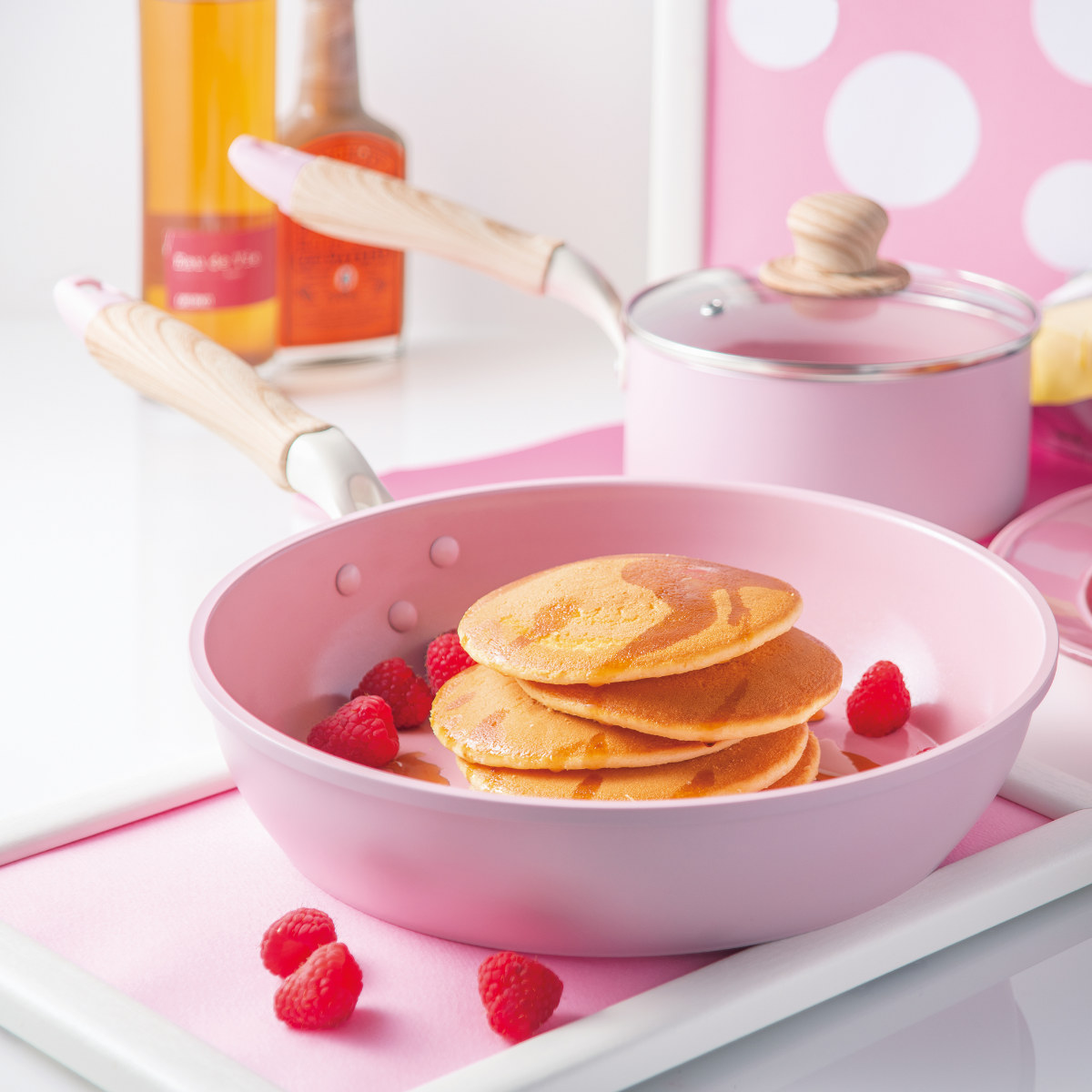 フライパン 24cm 深型 IH対応 セラミック 軽量 ハルミック ( ガス火対応 オール熱源対応 セラミックフライパン 炒め鍋 軽い 24センチ 深型フライパン いため鍋 アルミ製 直火 木目調ハンドル こびりつきにくい 可愛い ) 【ペールパープル】 ペールパープル