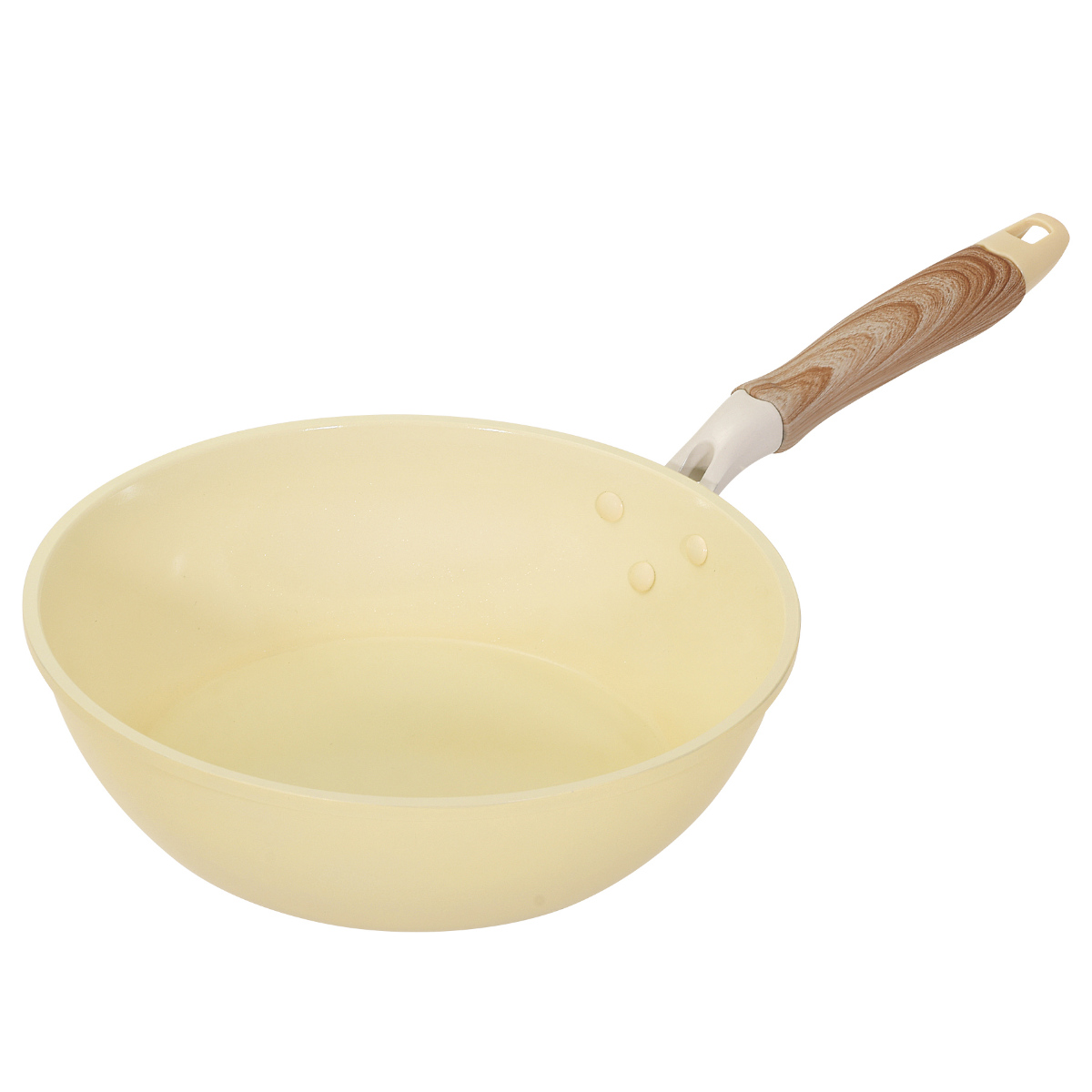 フライパン 24cm 深型 IH対応 セラミック 軽量 ハルミック ( ガス火対応 オール熱源対応 セラミックフライパン 炒め鍋 軽い 24センチ 深型フライパン いため鍋 アルミ製 直火 木目調ハンドル こびりつきにくい 可愛い ) 【ペールパープル】 ペールパープル